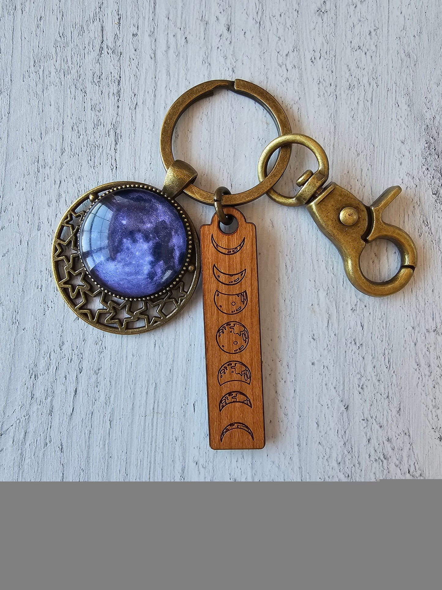 Moon Phase Key Ring, Choose Your Moon Keychain, Unique Lunar Bag Charm, Moon Lover Gift