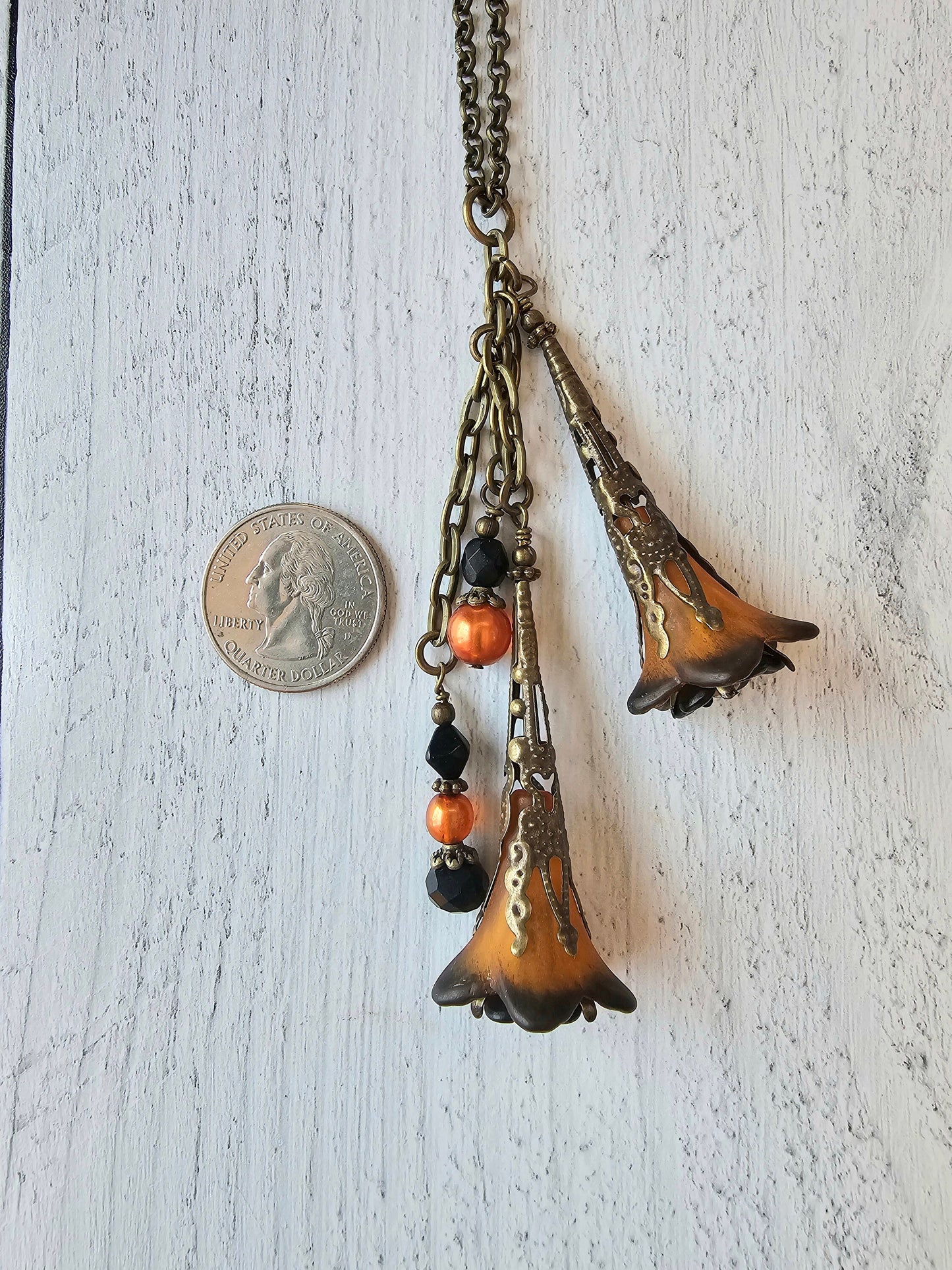 Gothic Style Halloween Car Charm, Black and Orange Vintage Style Mirror Charm, Treat Yourself