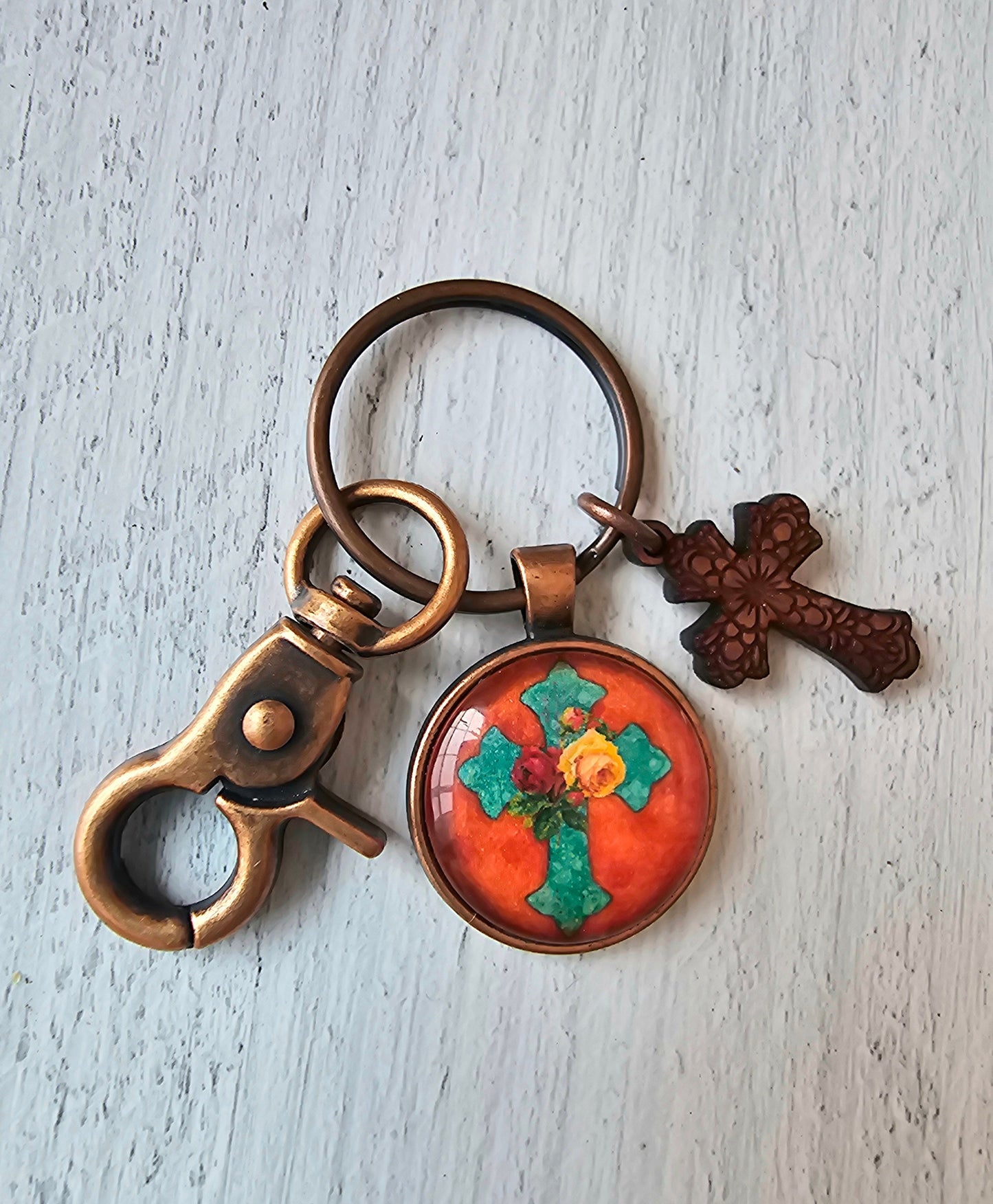 Country Cross Keychain, Gift for Her