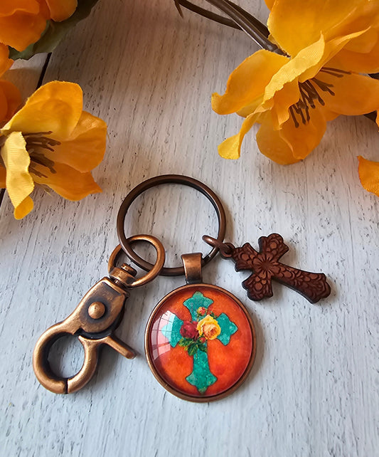 Country Cross Keychain, Gift for Her