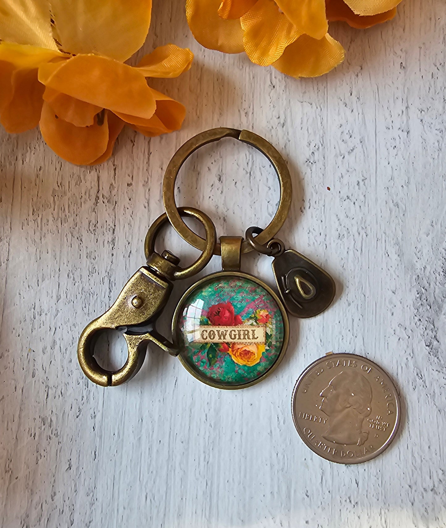 Country Keychain, Cowgirl Gift, Cowboy Hat Charm