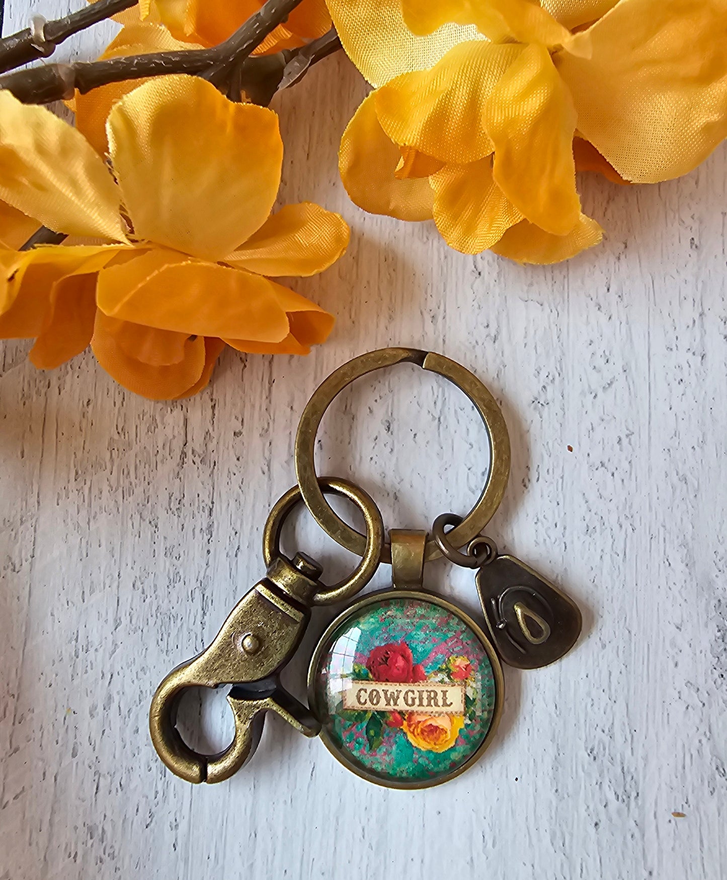 Country Keychain, Cowgirl Gift, Cowboy Hat Charm