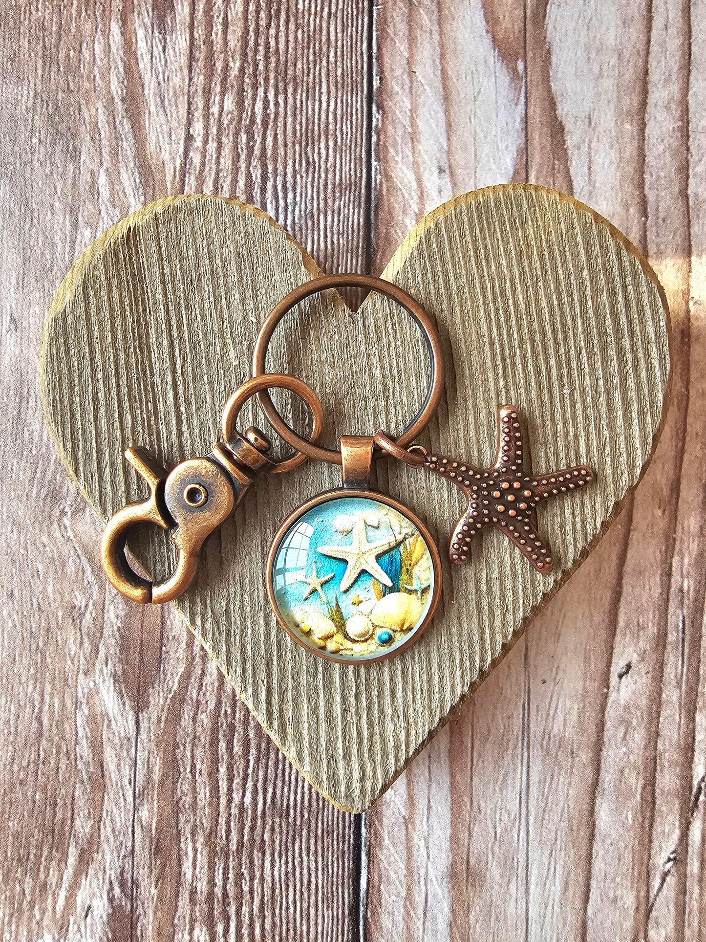 Starfish Beach Keychain, Use as a Purse Charm Too, Gift For Her