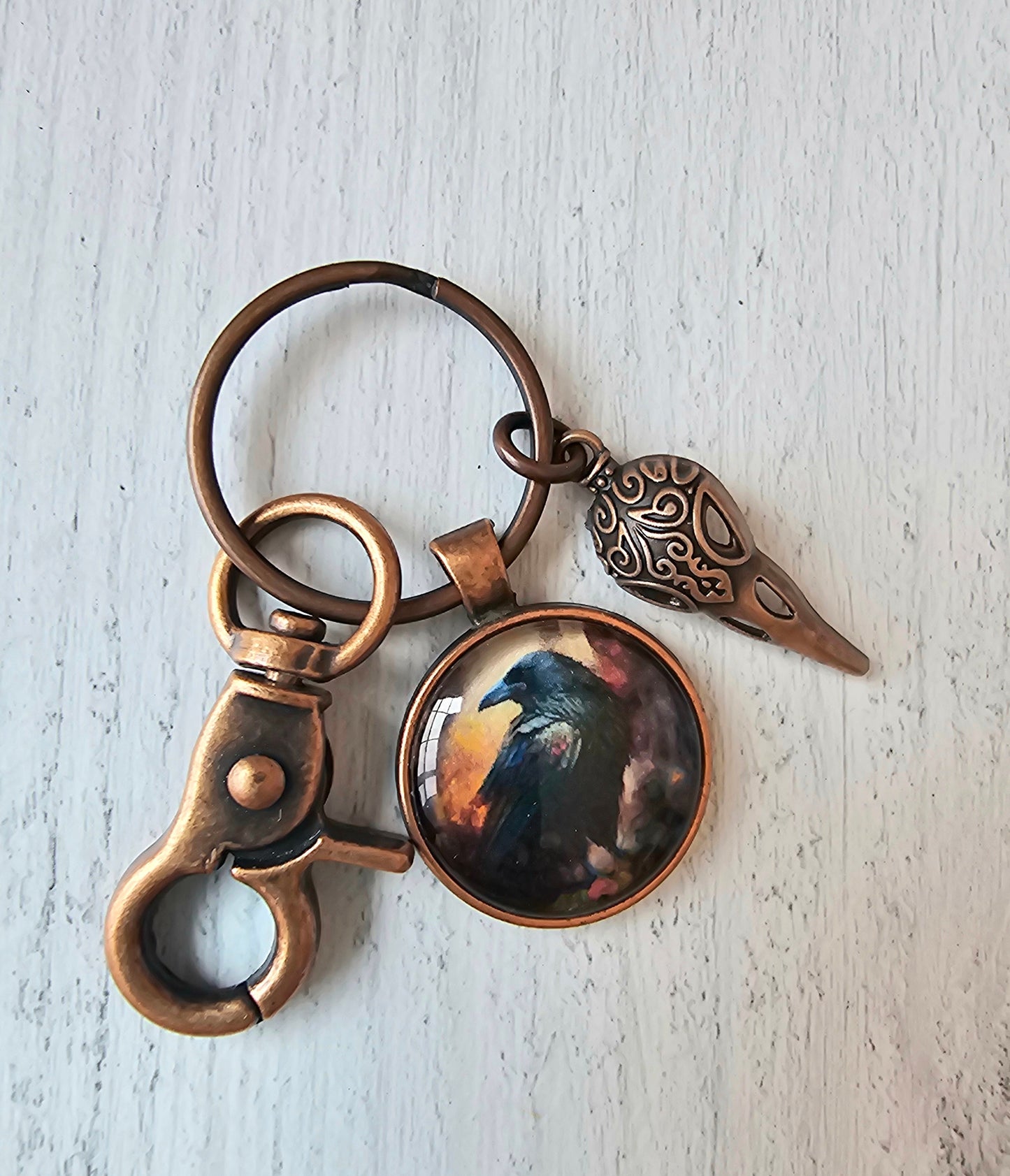 Raven Keychain, Crow Keyring, Gothic Bag Charm