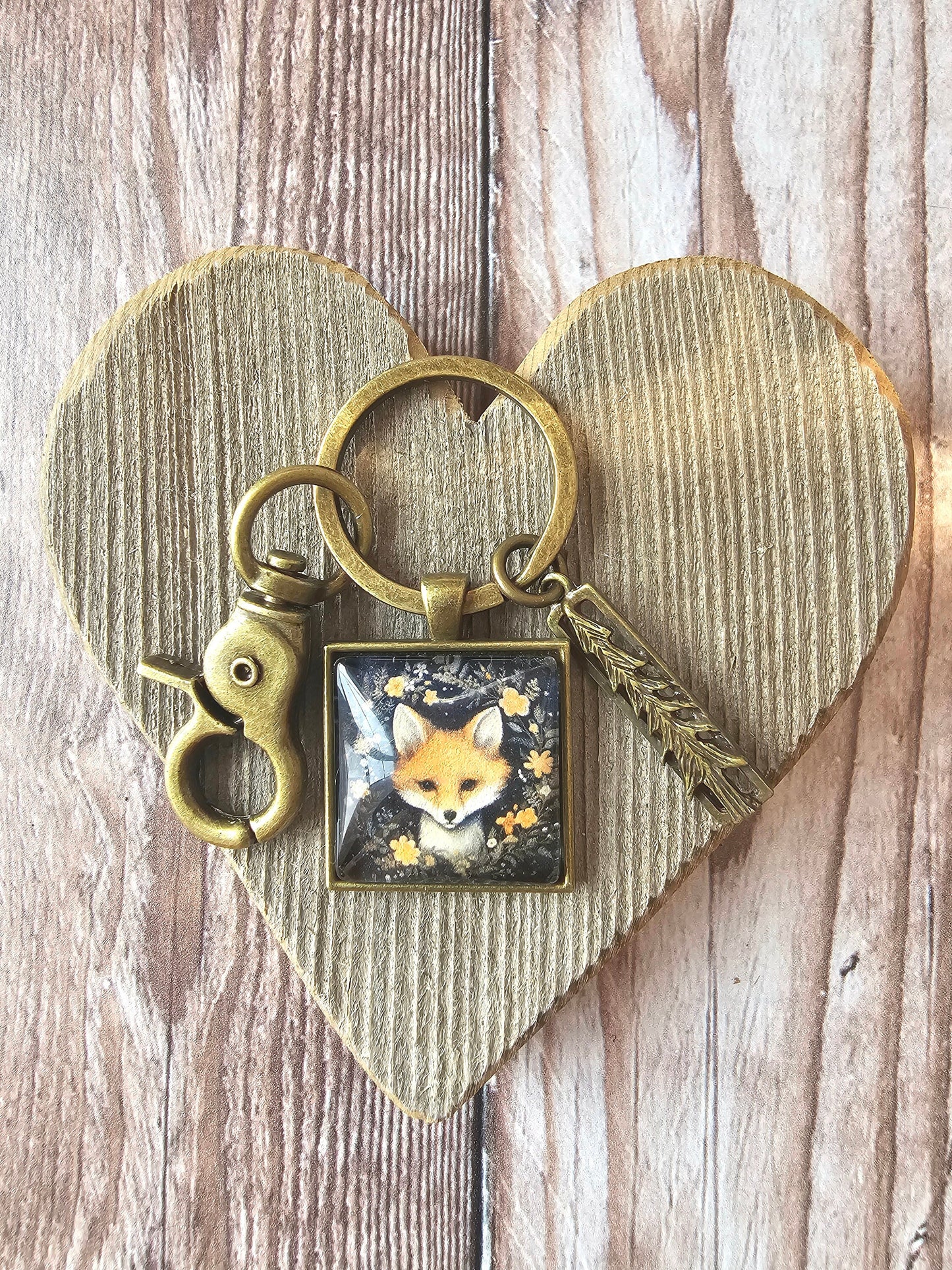 Fox Keychain, Wilderness Keyring, Forest Theme