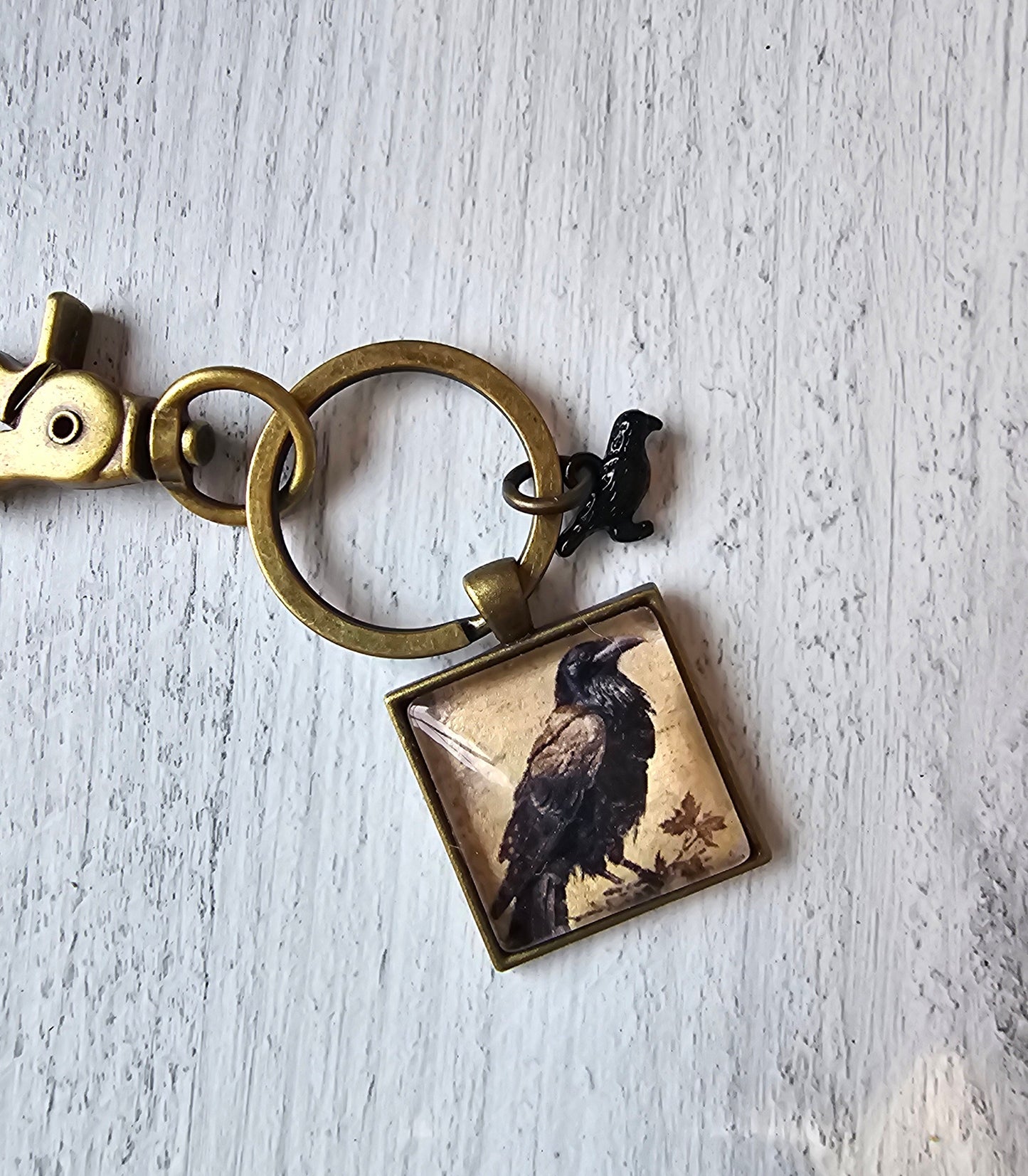 Crow Keychain, Raven Keyring, Gothic Crow Gift