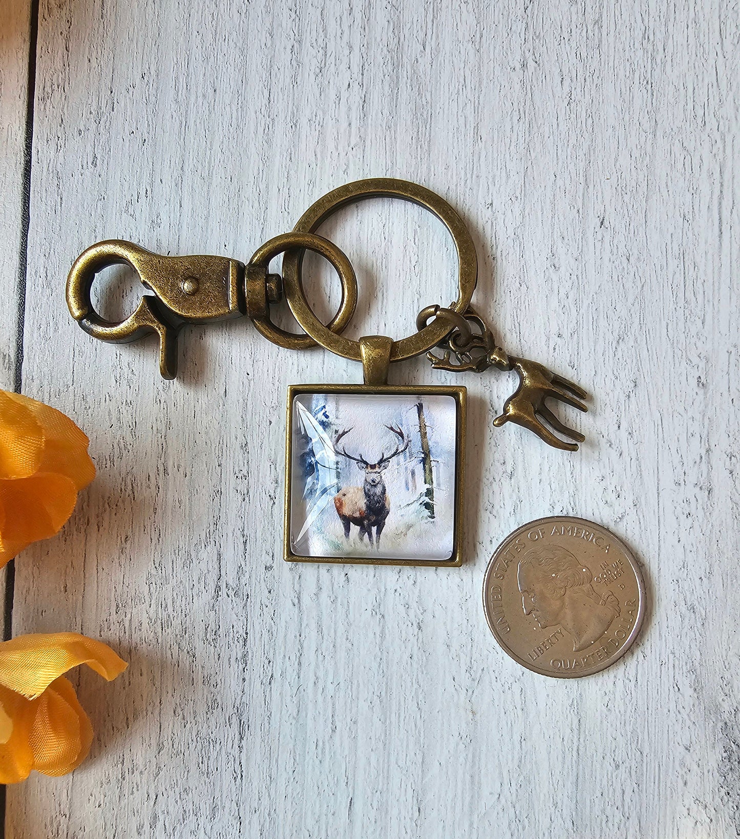 Stag Keychain, Deer Wilderness Keyring, Forest Theme