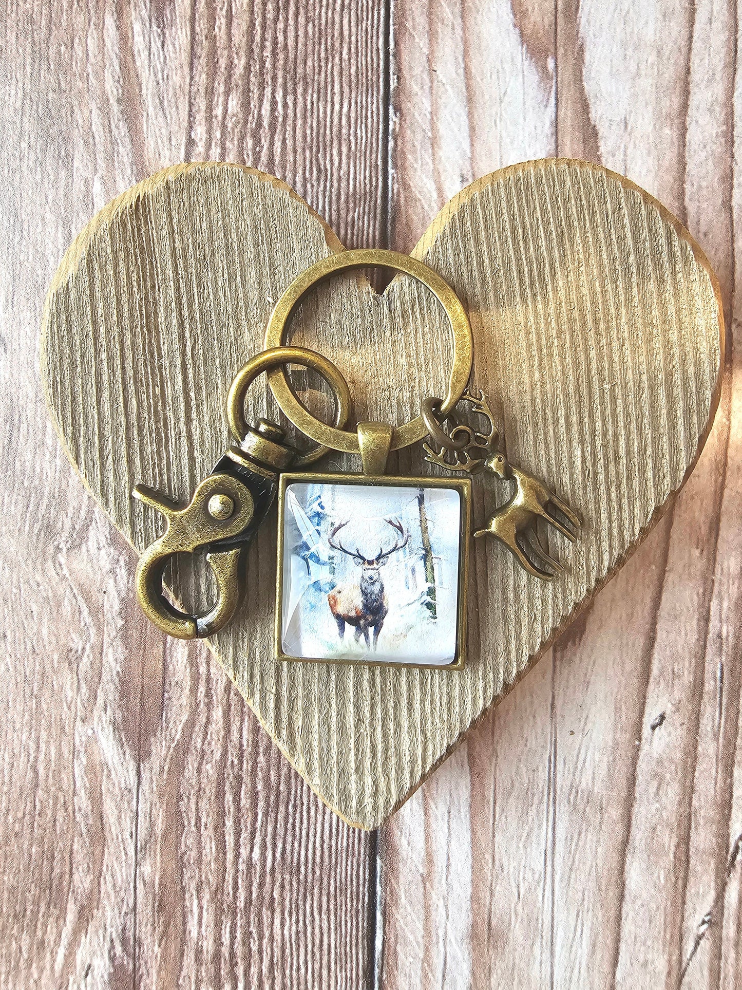 Stag Keychain, Deer Wilderness Keyring, Forest Theme