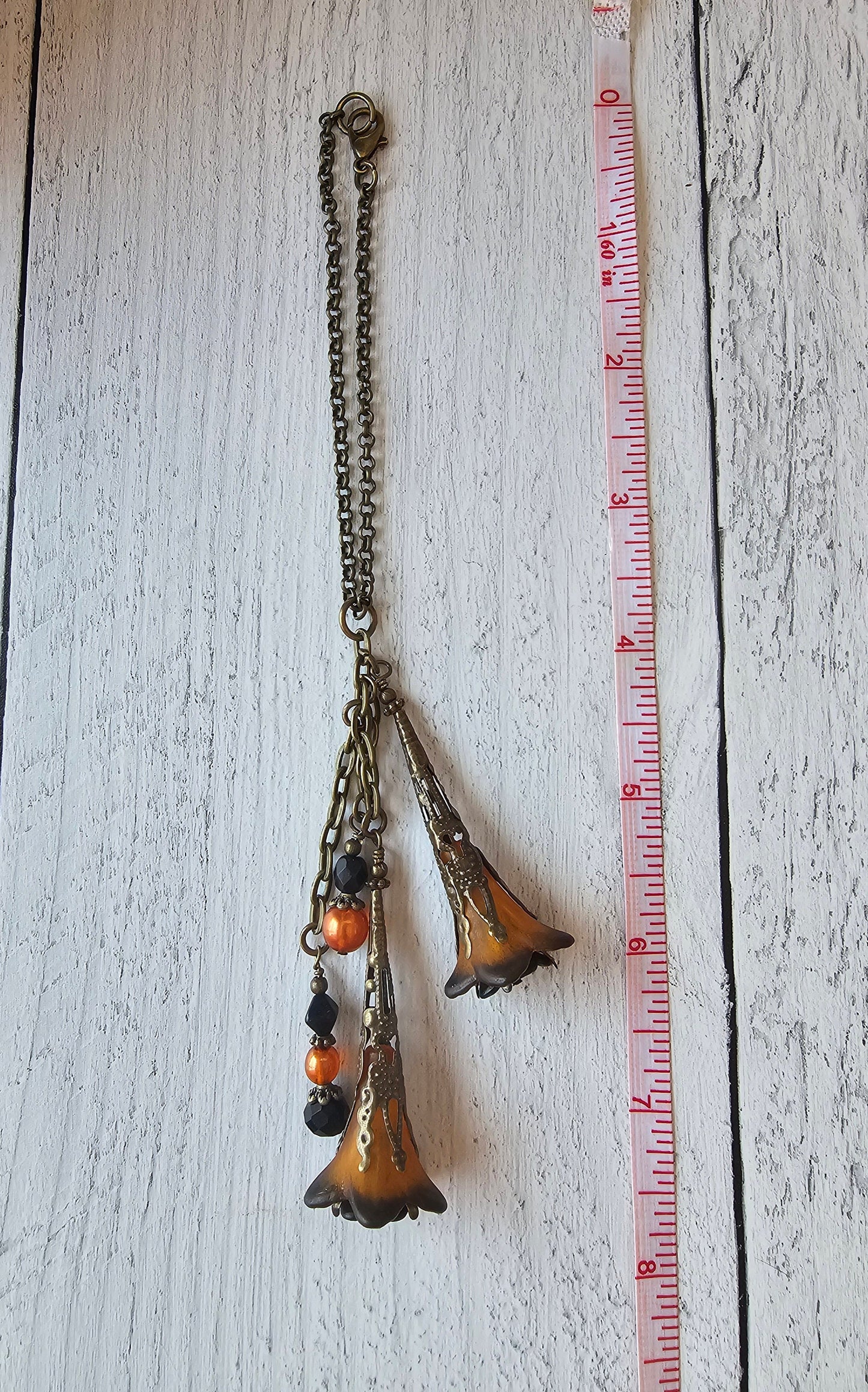 Gothic Style Halloween Car Charm, Black and Orange Vintage Style Mirror Charm, Treat Yourself