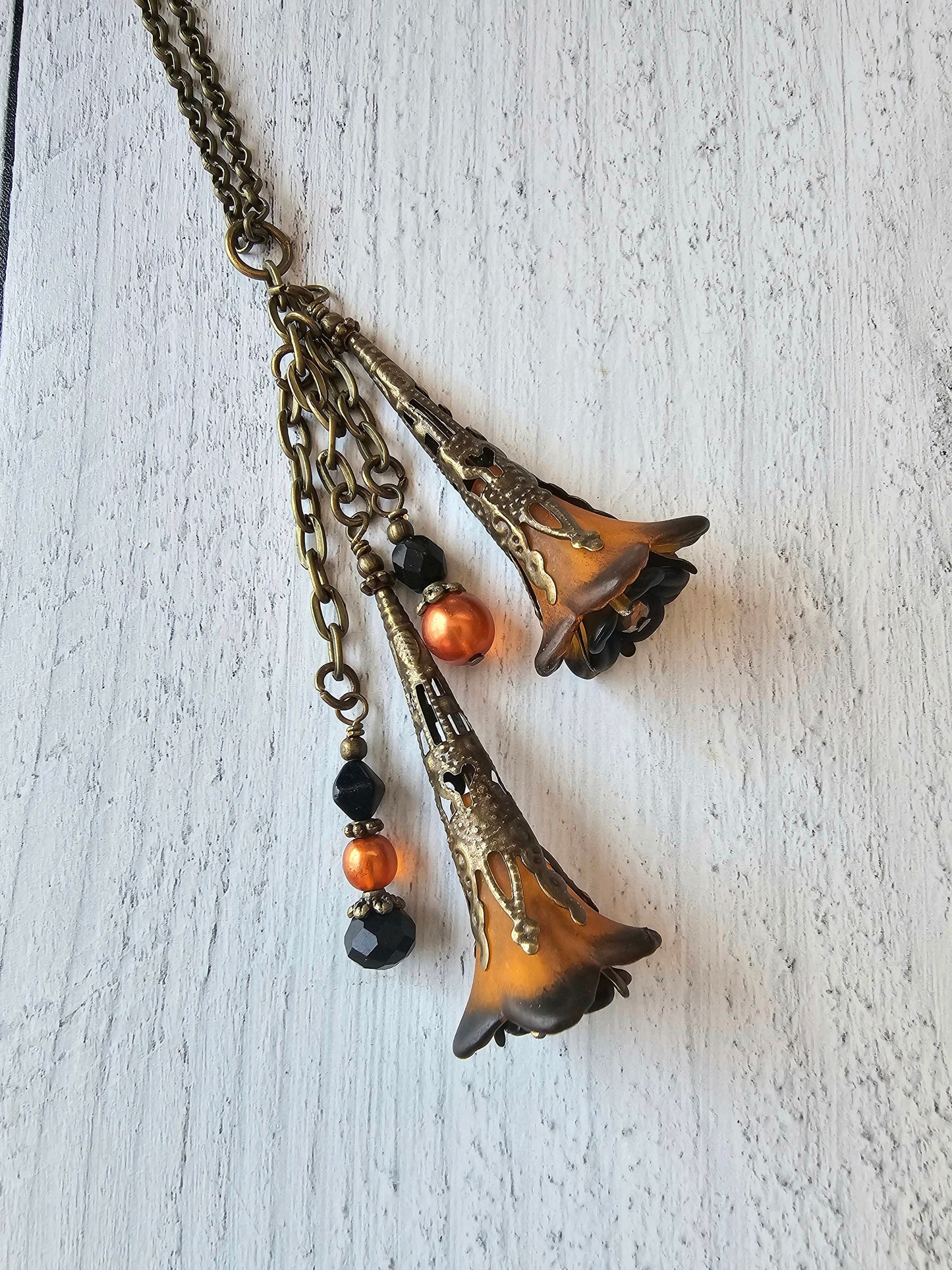 Gothic Style Halloween Car Charm, Black and Orange Vintage Style Mirror Charm, Treat Yourself