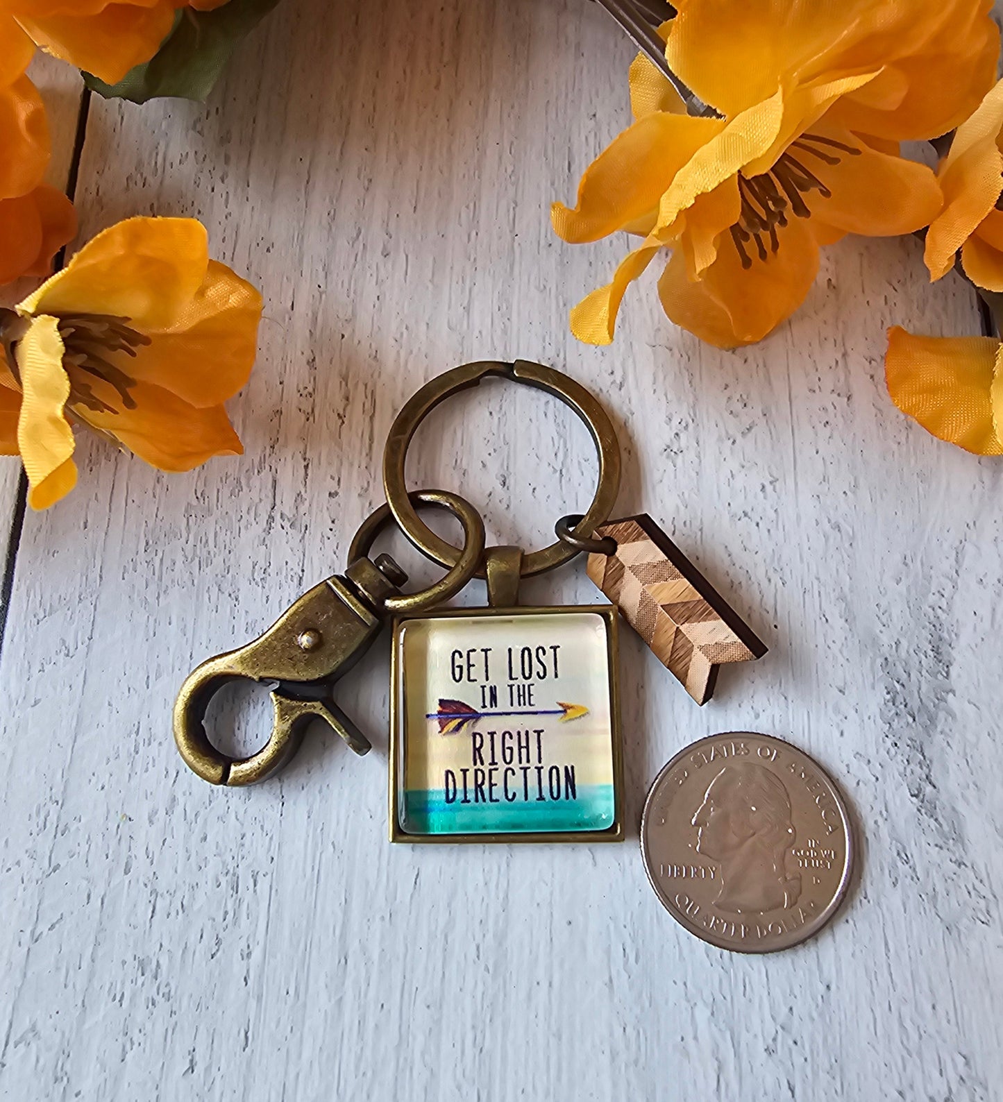 Boho Style Keychain, Bohemian Lifestyle Keyring, Arrow Keychain