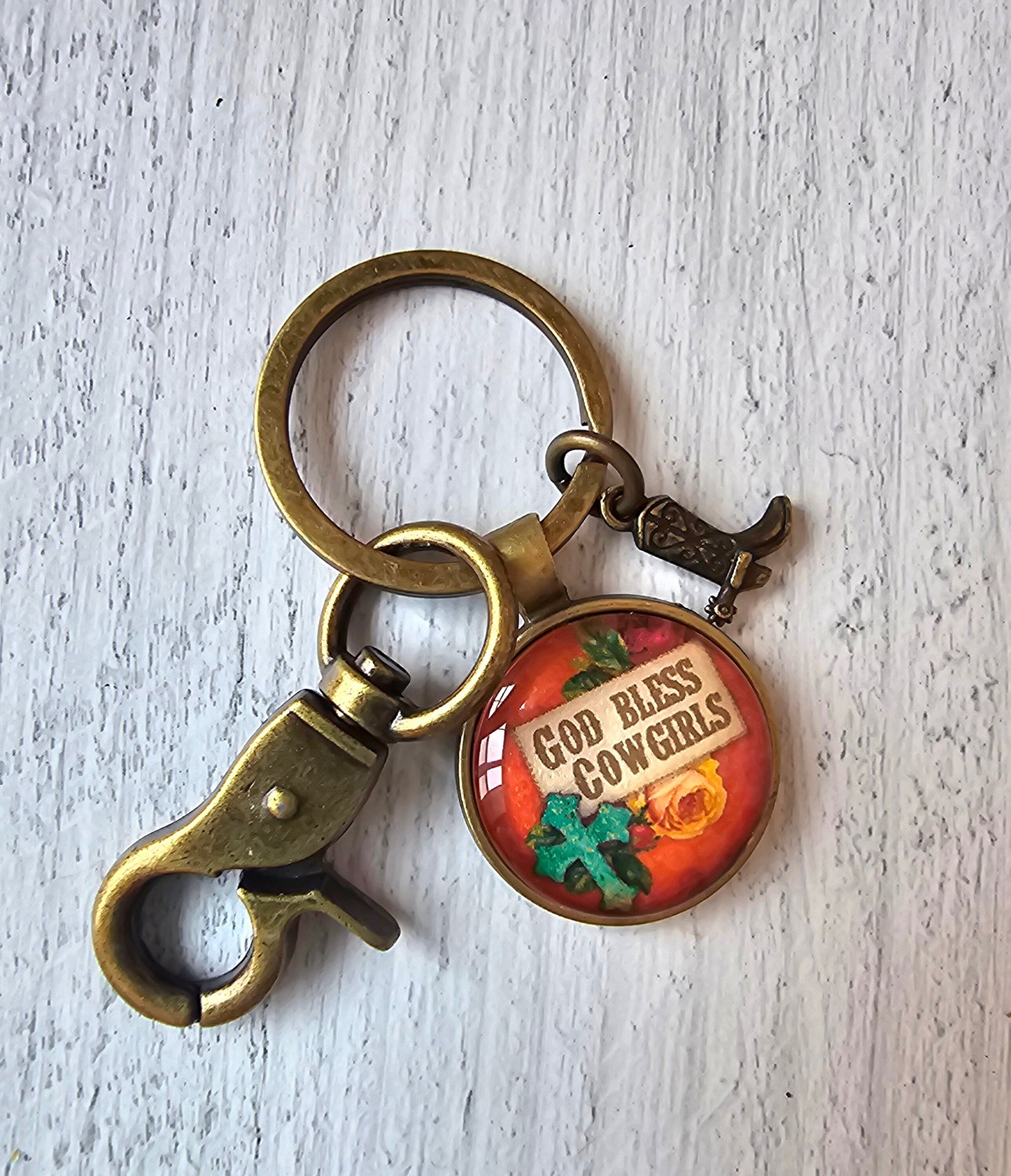 Good Bless Cowgirls Keychain, Boot Charm