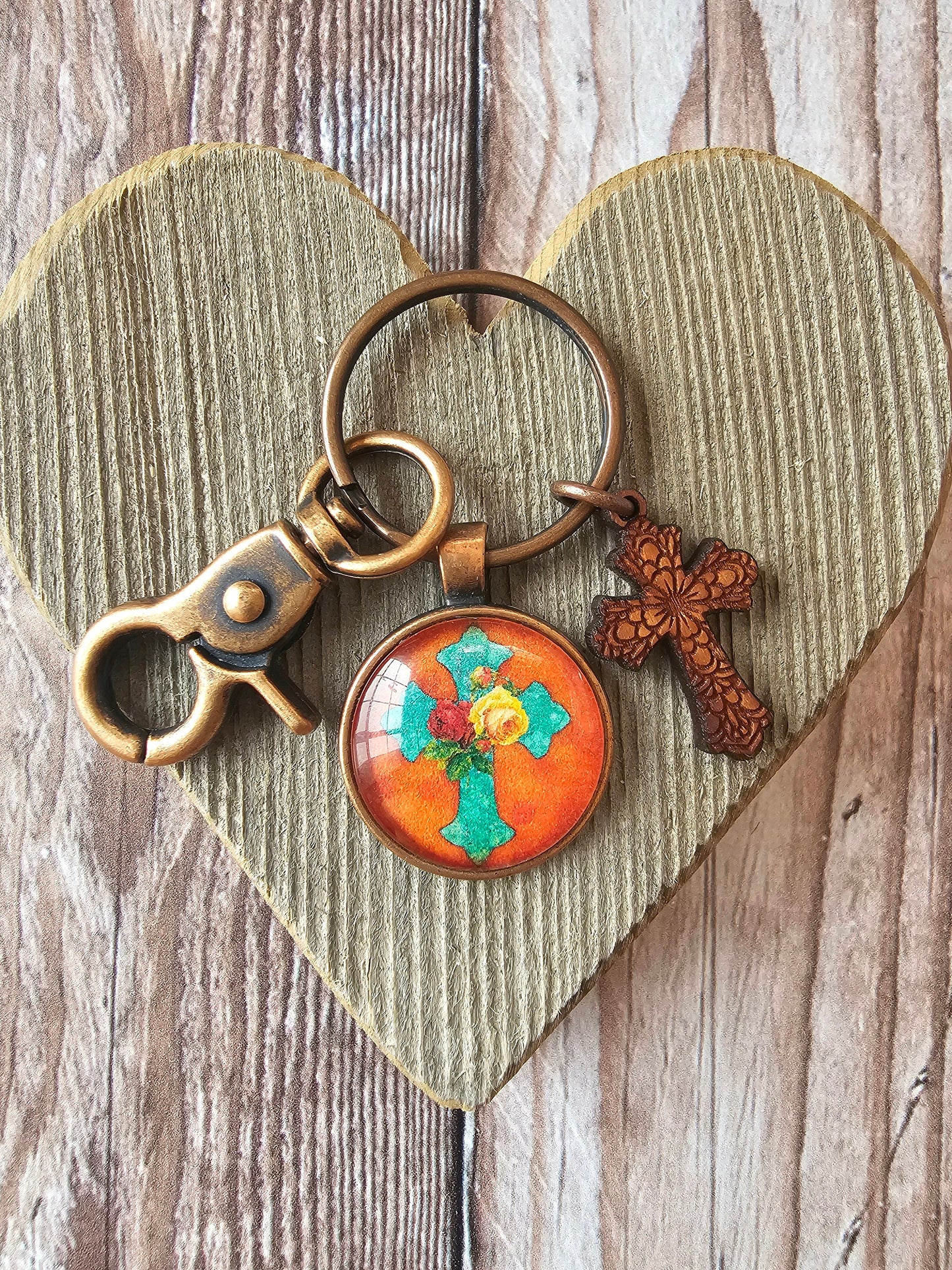 Country Cross Keychain, Gift for Her