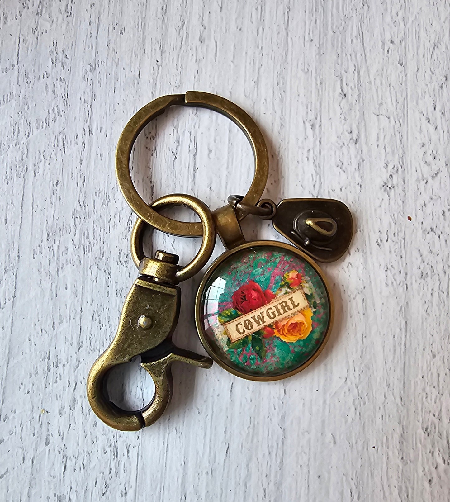 Country Keychain, Cowgirl Gift, Cowboy Hat Charm