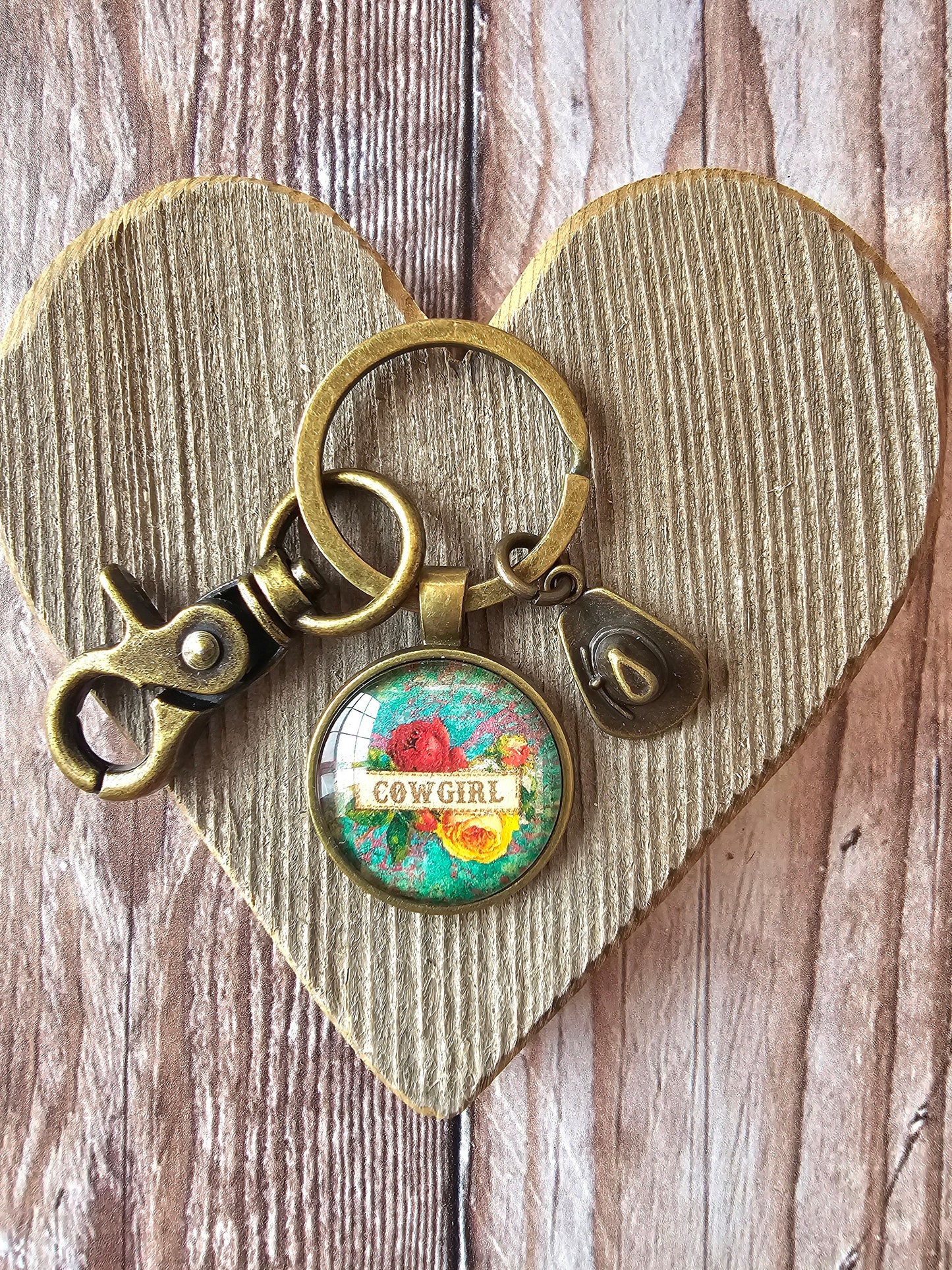 Country Keychain, Cowgirl Gift, Cowboy Hat Charm