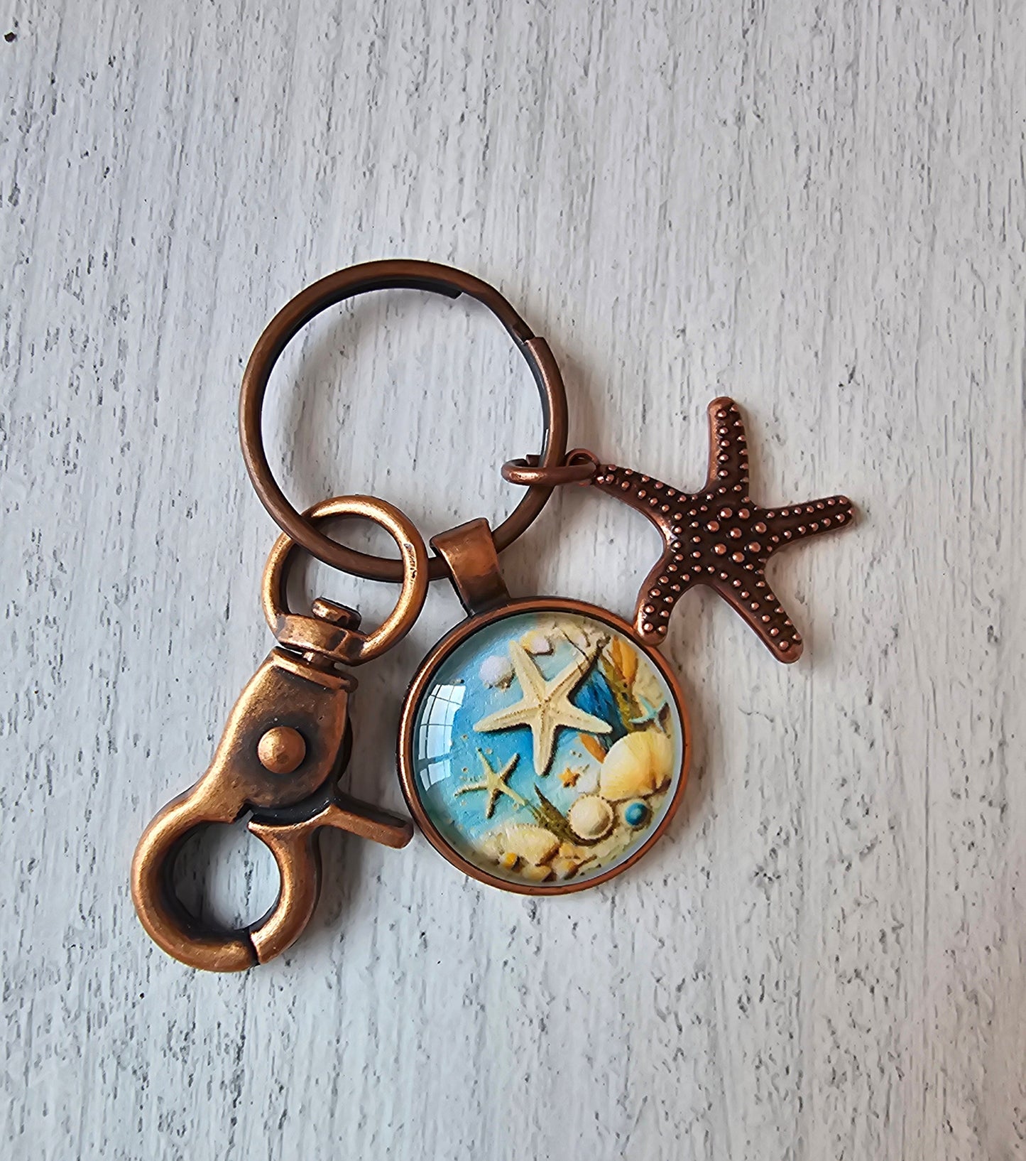 Starfish Beach Keychain, Use as a Purse Charm Too, Gift For Her