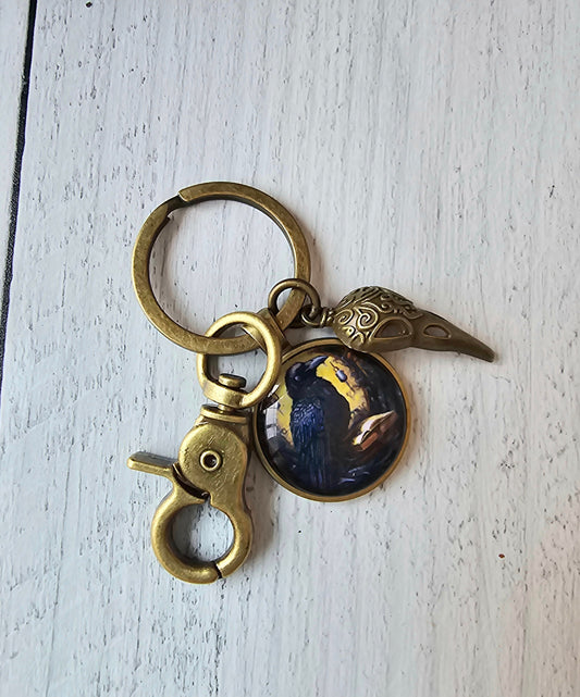 Raven Keychain, Crow Keyring, Gothic Bag Charm