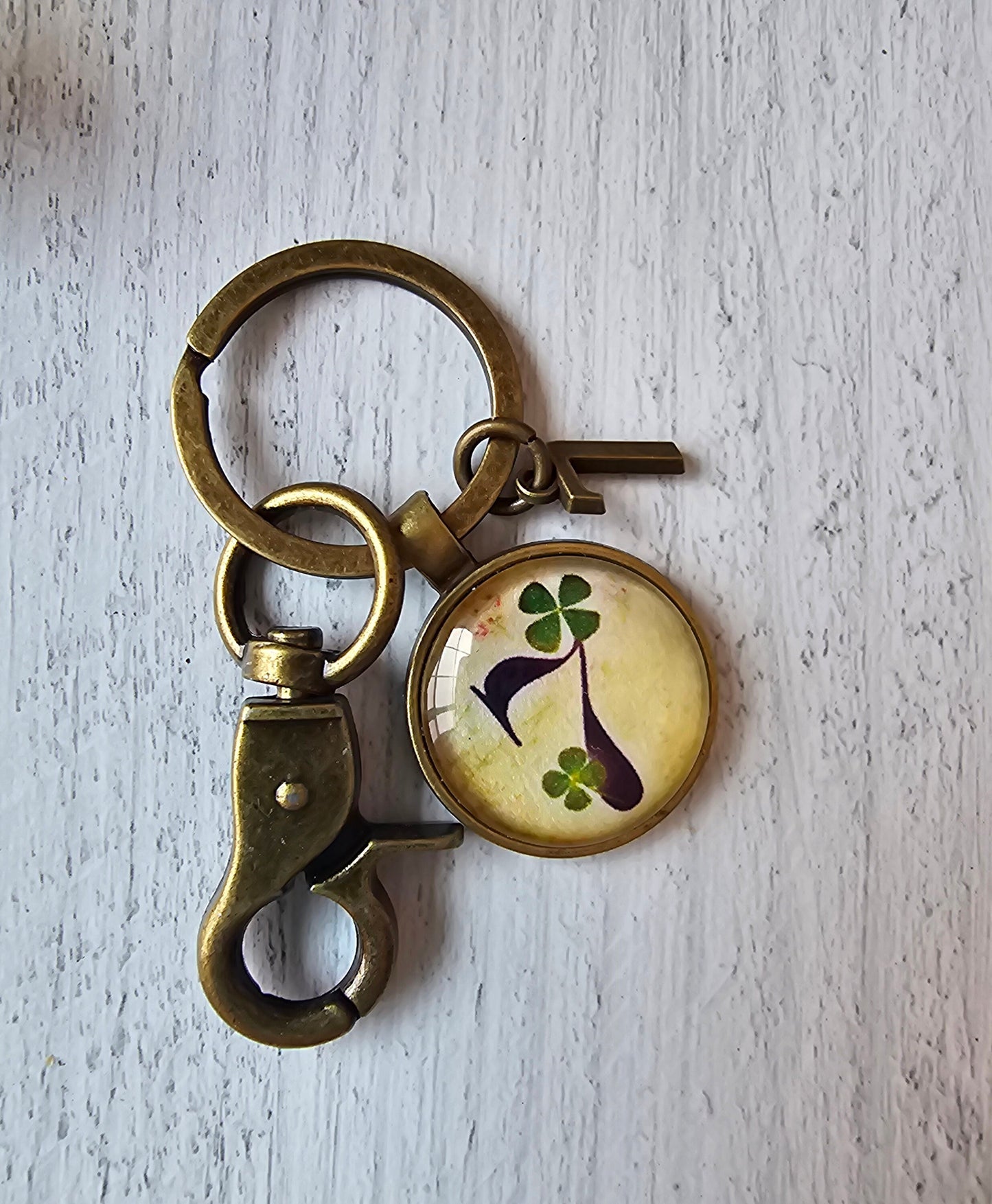 Lucky 7 Keychain, Lucky Fortune Key Ring, Four Leaf Clover