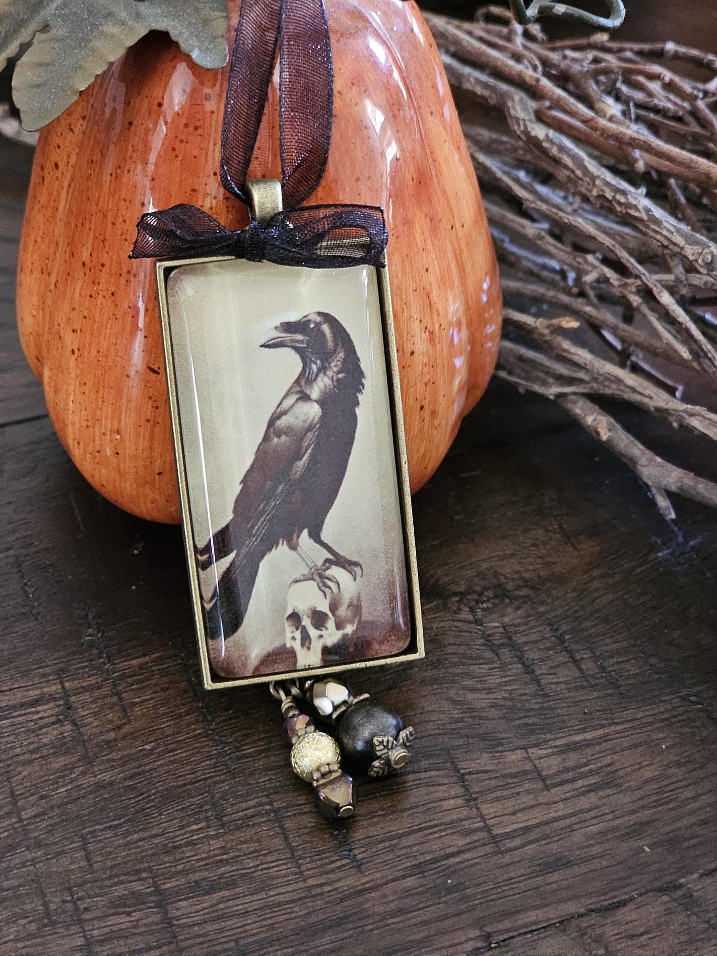 Raven Halloween Ornament, Horror Themed Decor