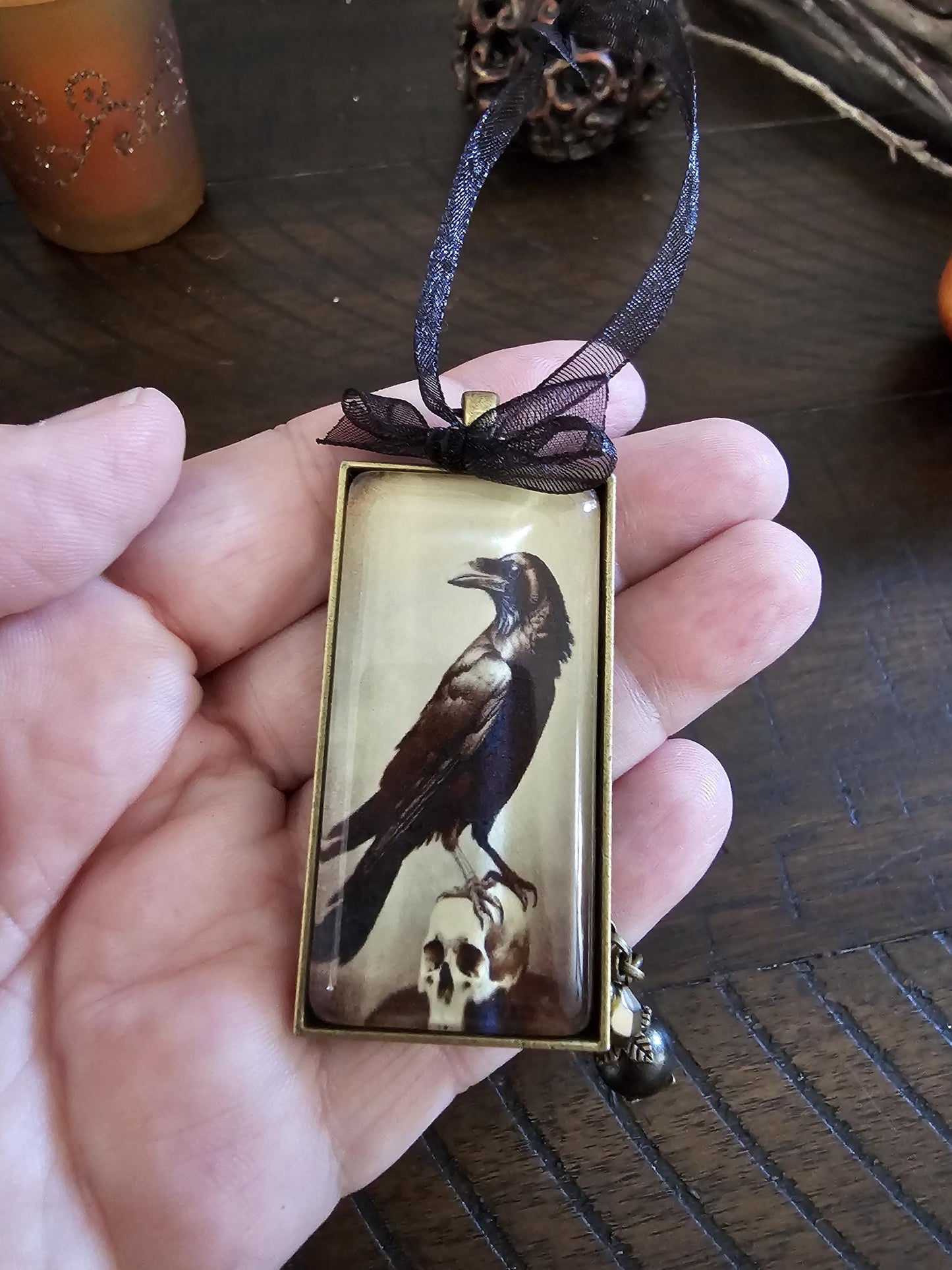 Raven Halloween Ornament, Horror Themed Decor