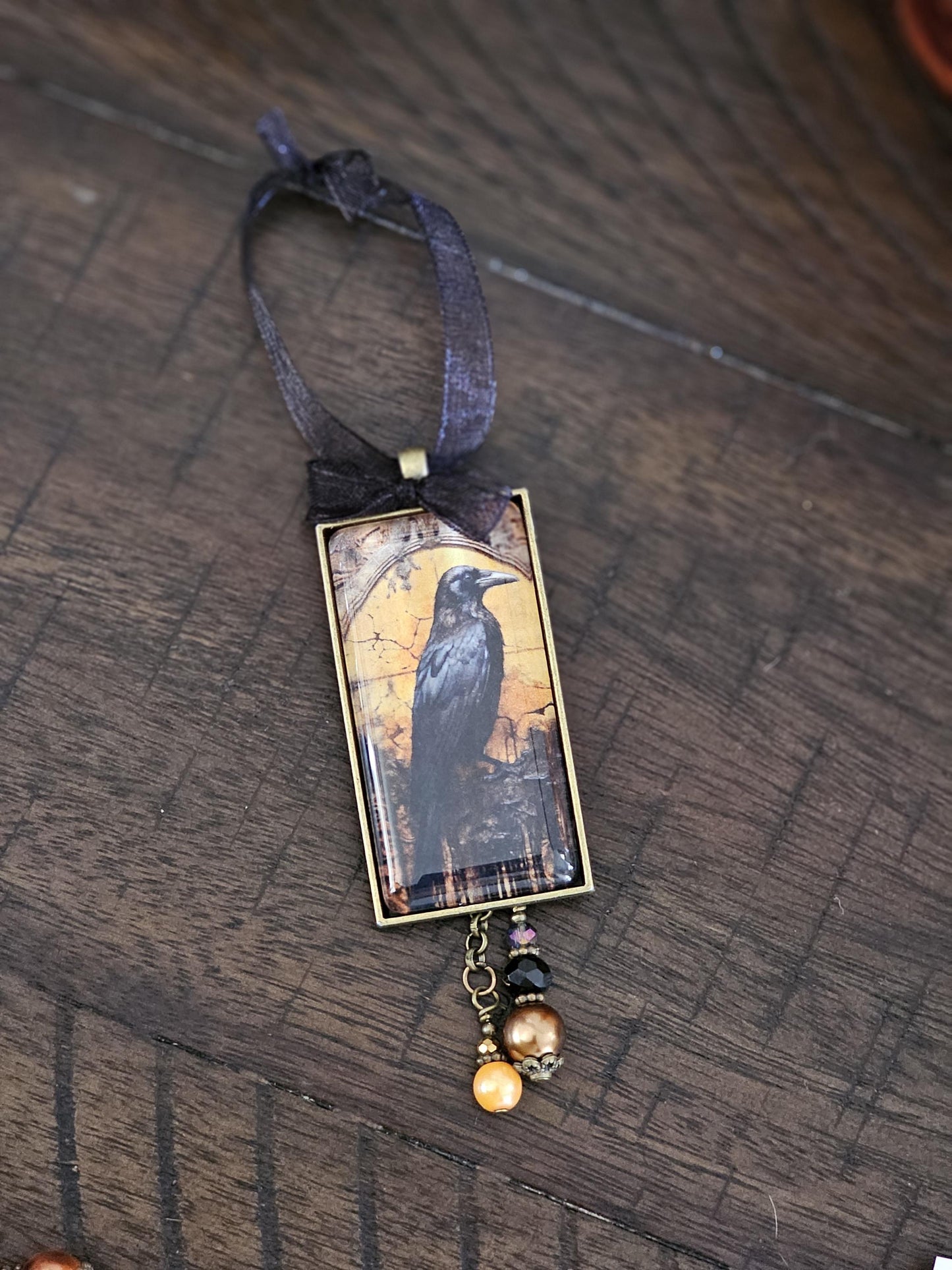 Raven Halloween Ornament, Horror Themed Decor