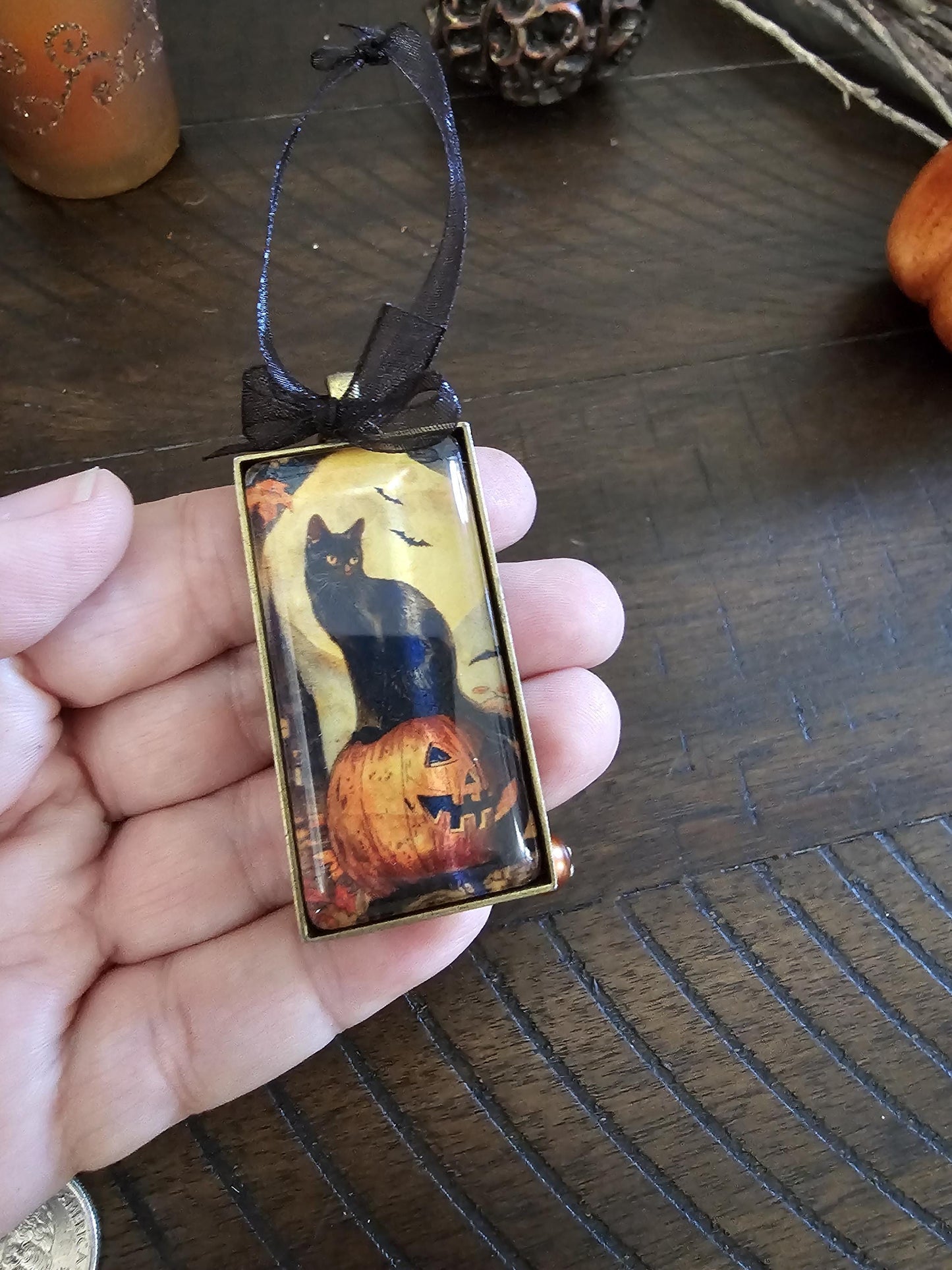 Black Cat Halloween Ornament, Spooky Themed Decor