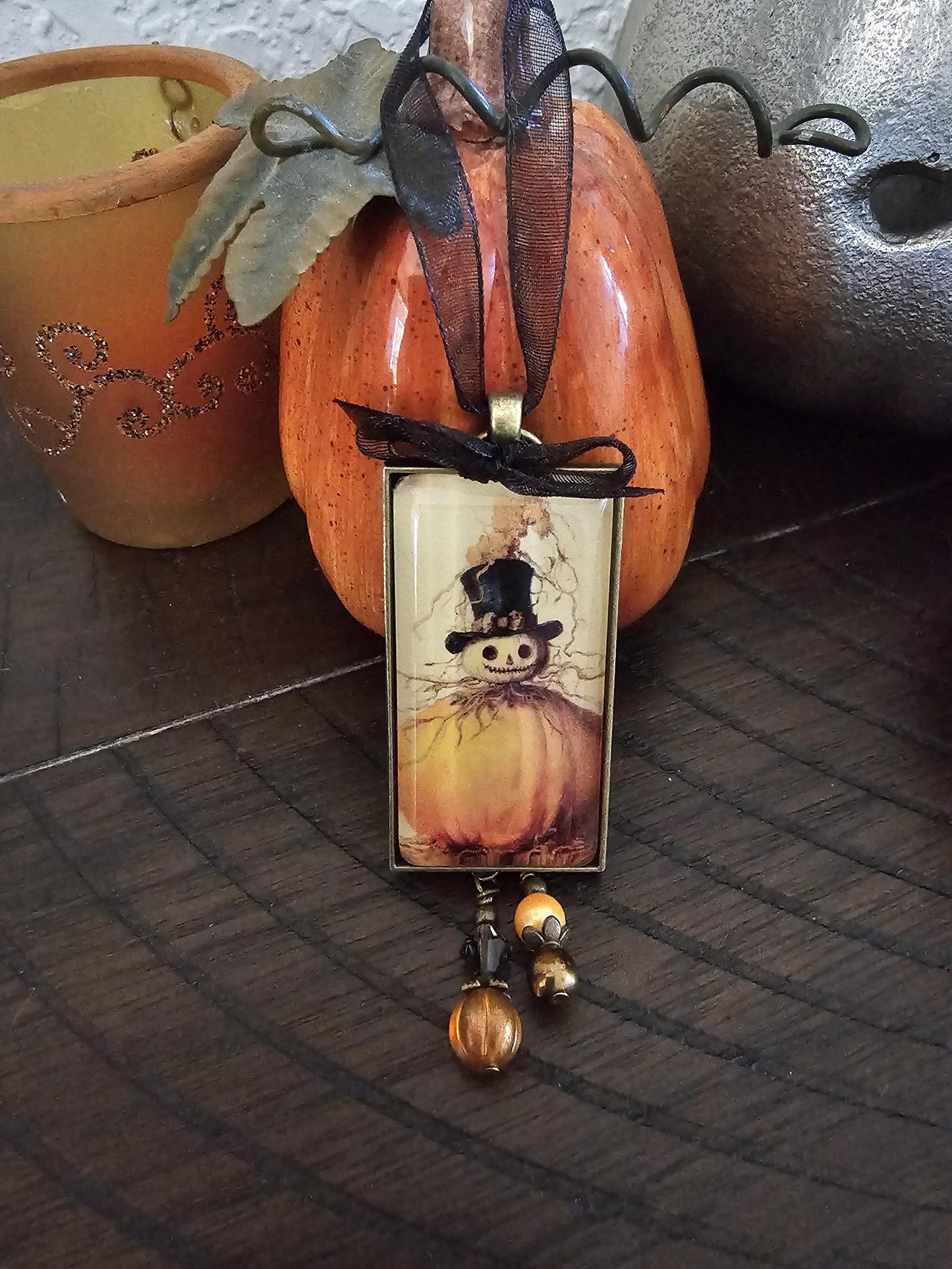 Whimsical Pumpkin Ornament, Halloween Decor