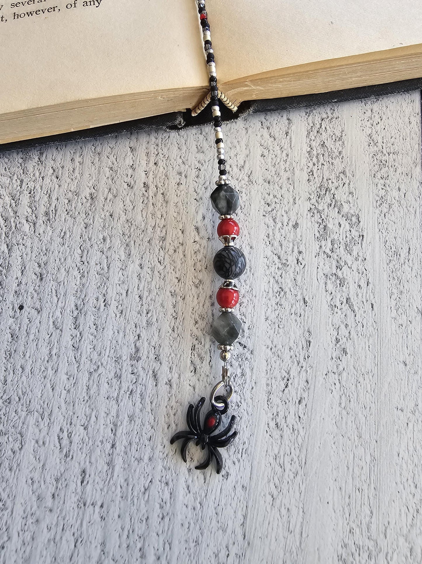 Spider Bookmark, Black Widow Book Thong, Halloween Accessory