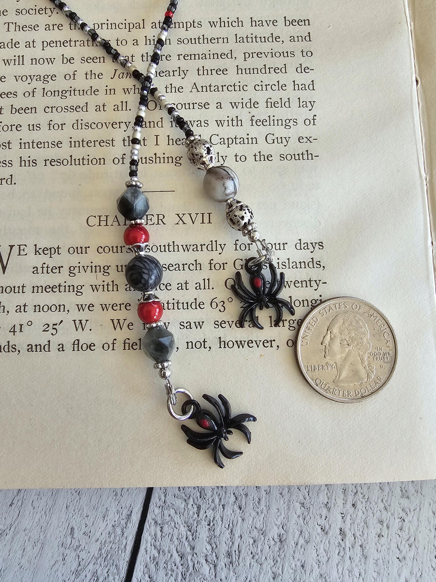 Spider Bookmark, Black Widow Book Thong, Halloween Accessory