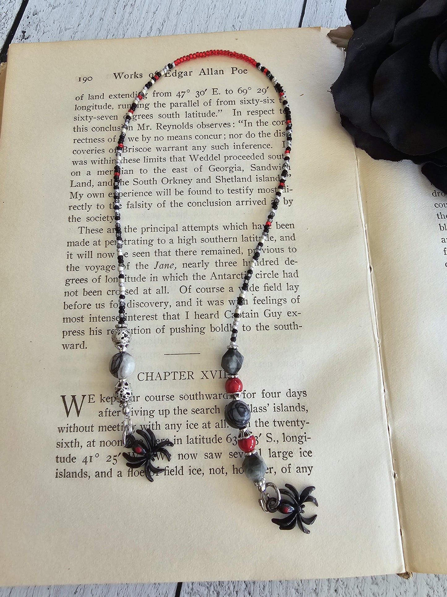 Spider Bookmark, Black Widow Book Thong, Halloween Accessory