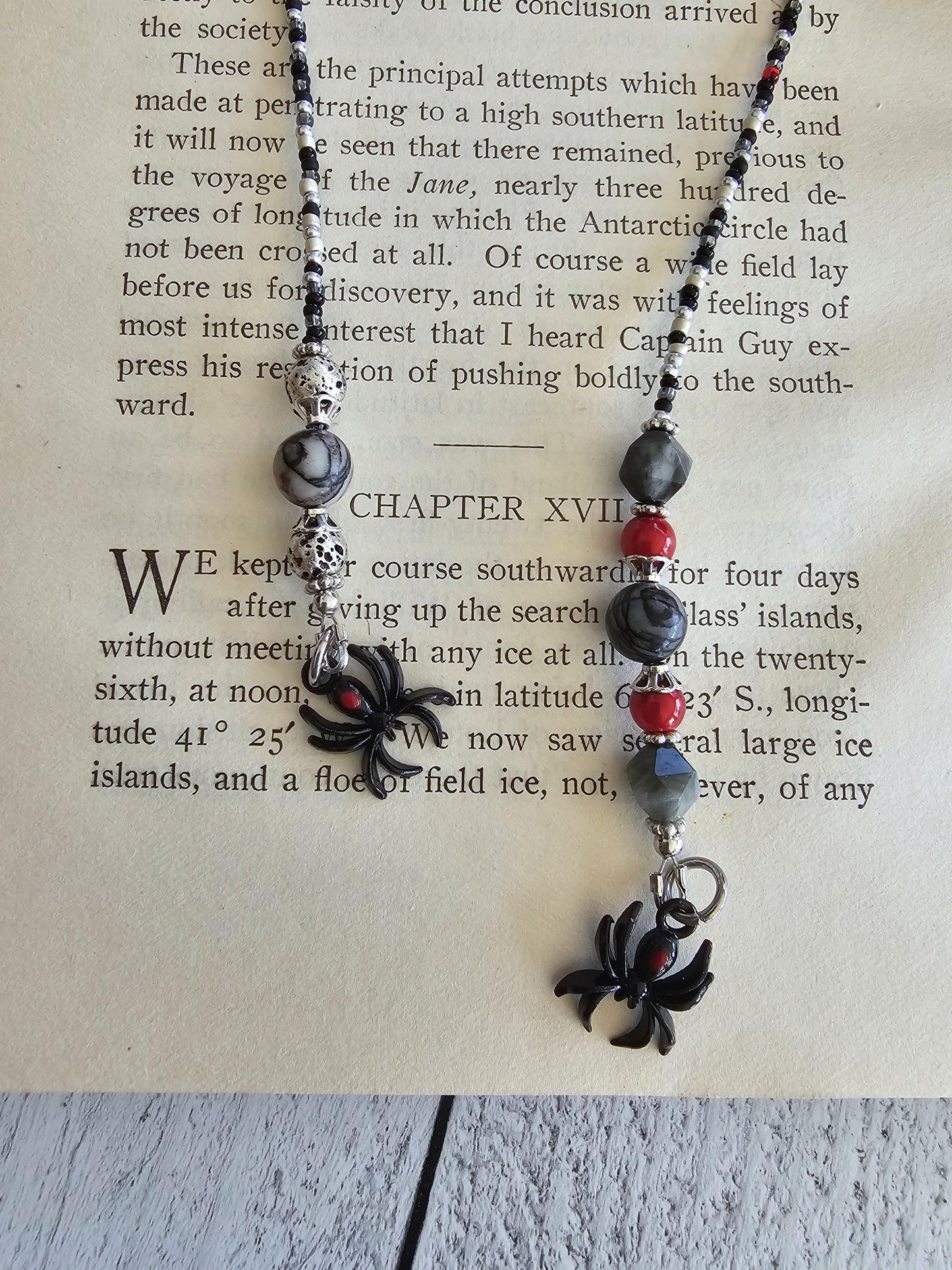 Spider Bookmark, Black Widow Book Thong, Halloween Accessory