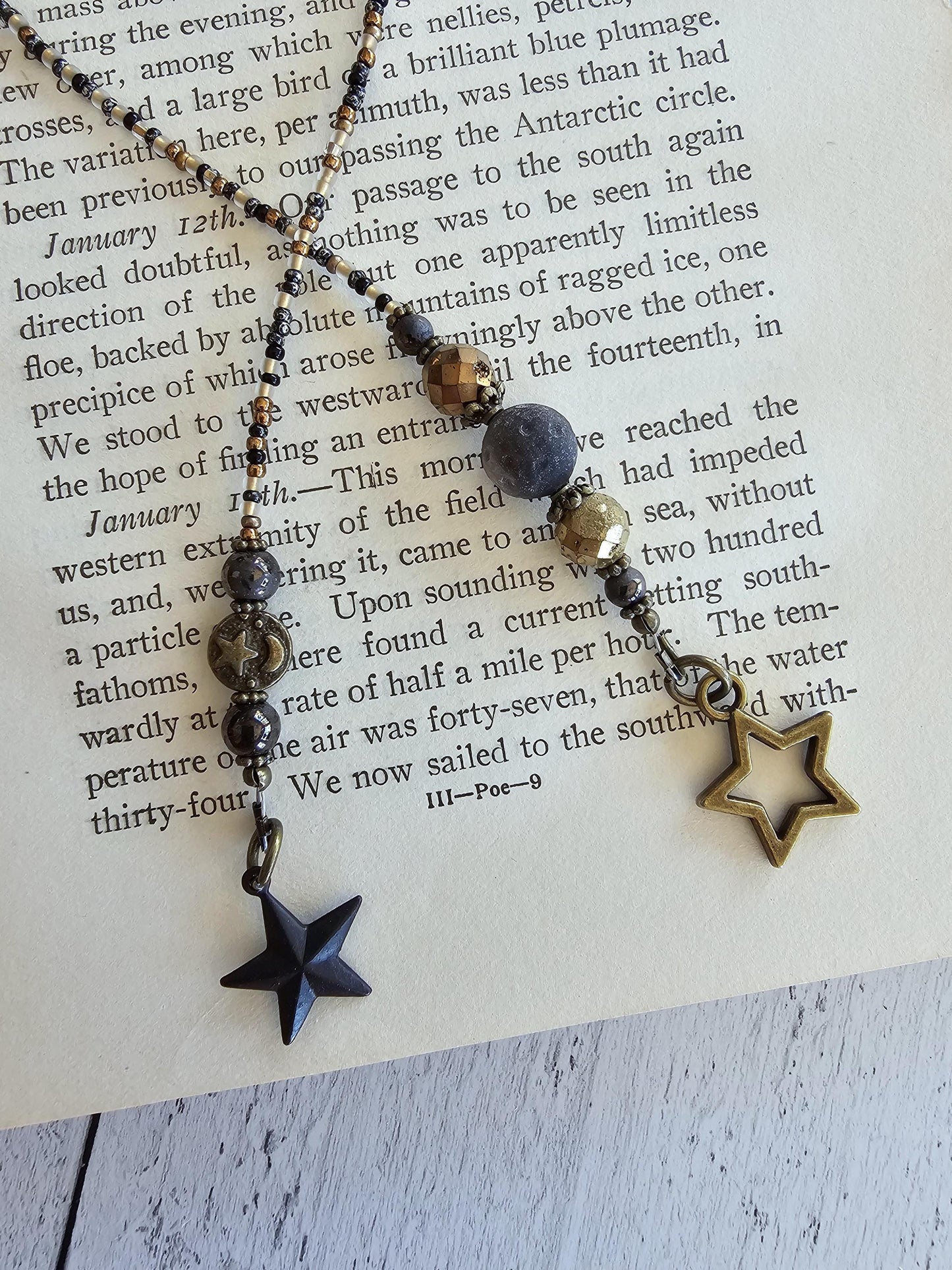 Moon, Asteroid Beaded Bookmark, Space Themed Book Thong