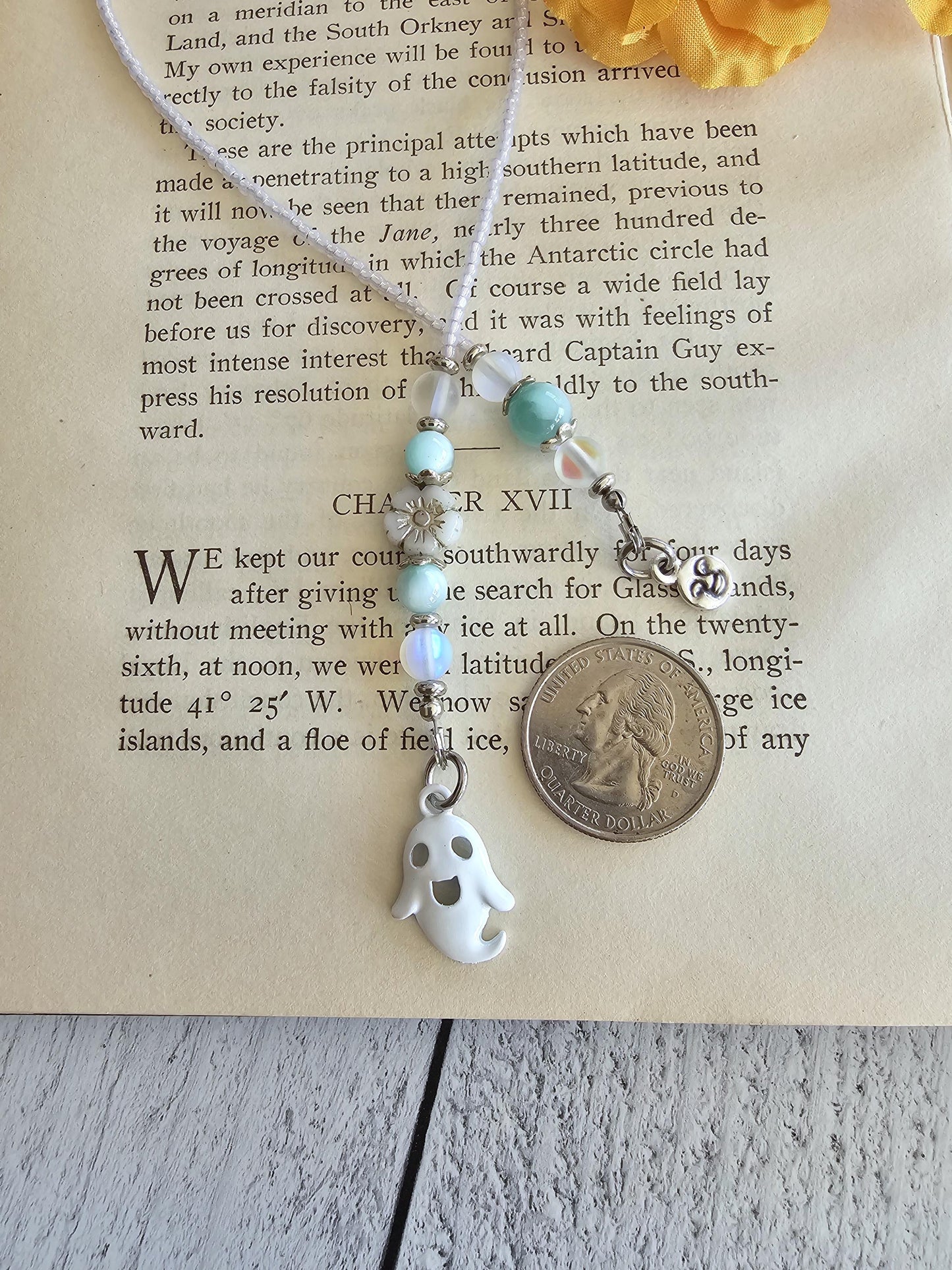 Ghost Moonstone Bookmark, Halloween Themed Reader Gift