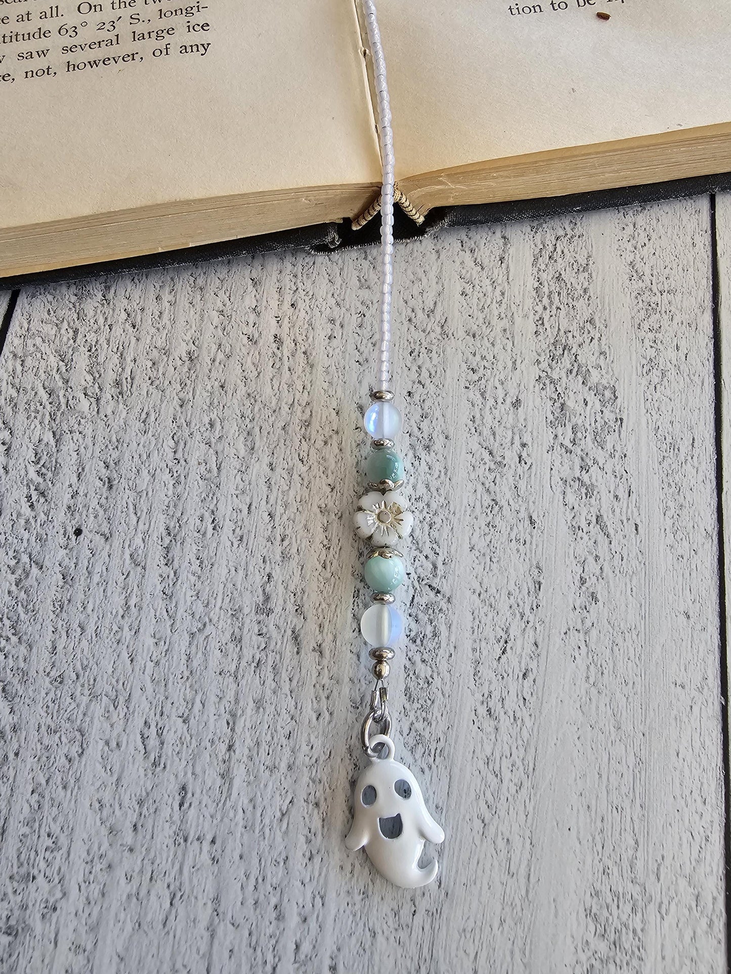 Ghost Moonstone Bookmark, Halloween Themed Reader Gift