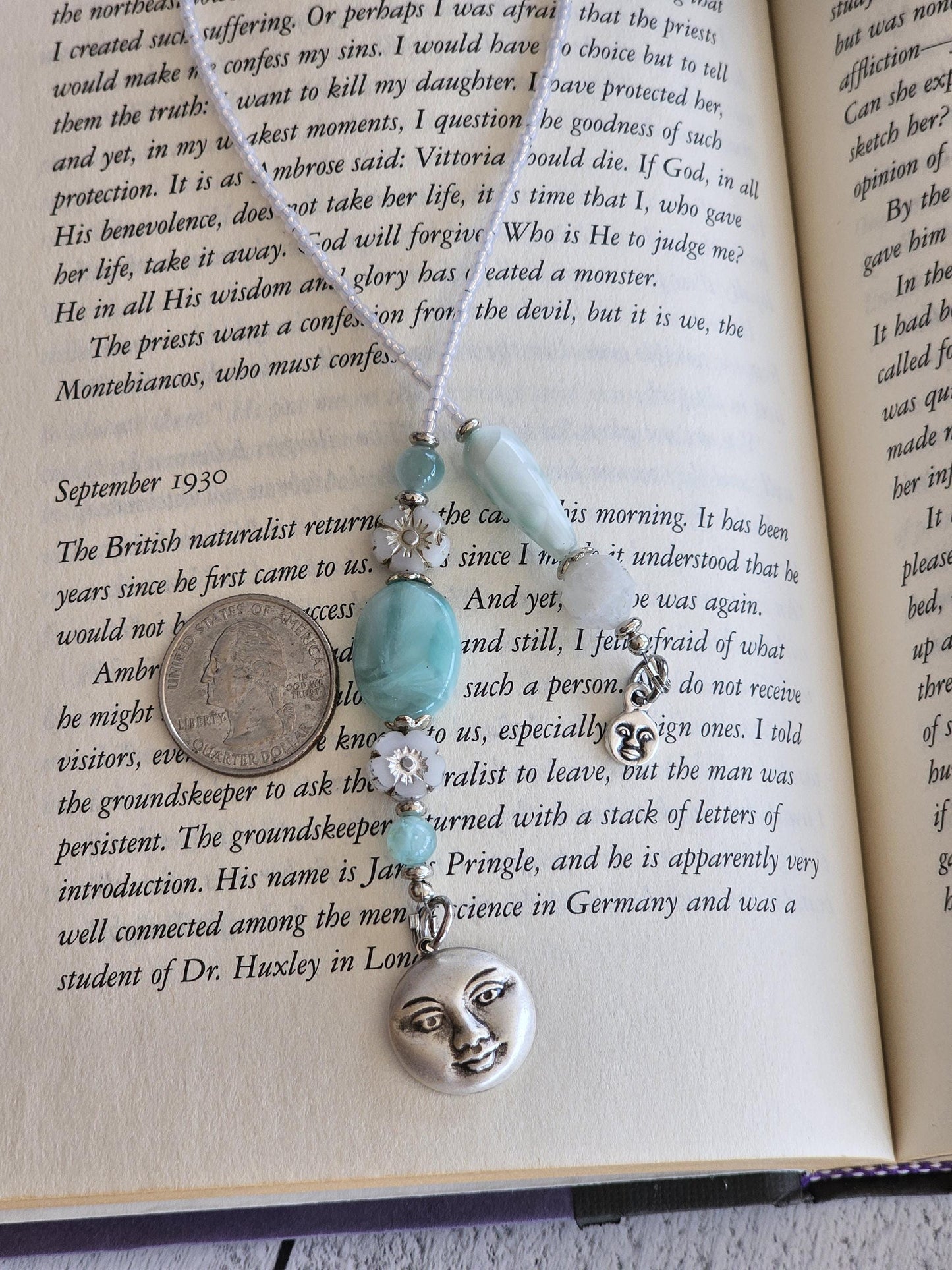 Moon and Moonstone Bookmark, Unique Reader Gift