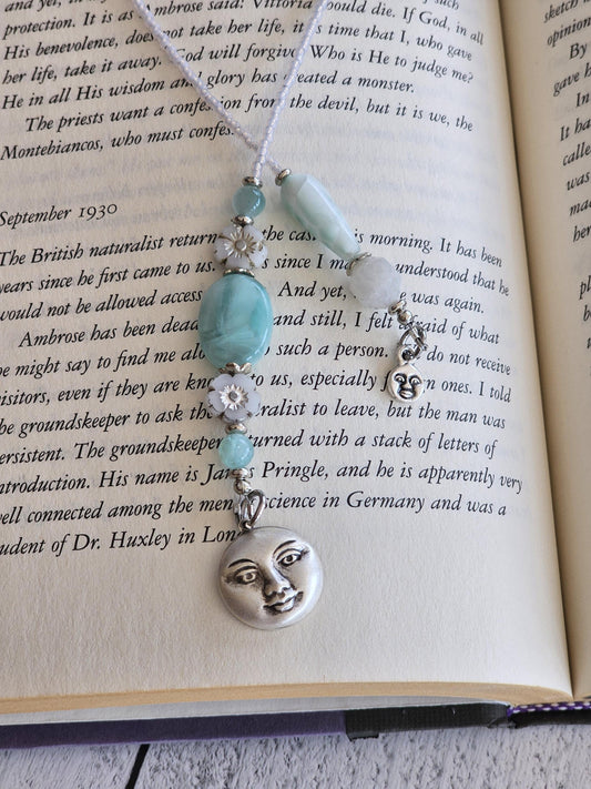 Moon and Moonstone Bookmark, Unique Reader Gift