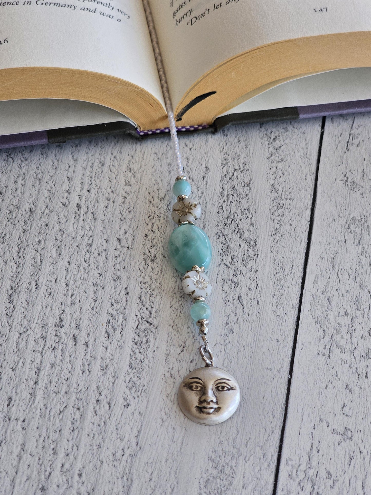 Moon and Moonstone Bookmark, Unique Reader Gift