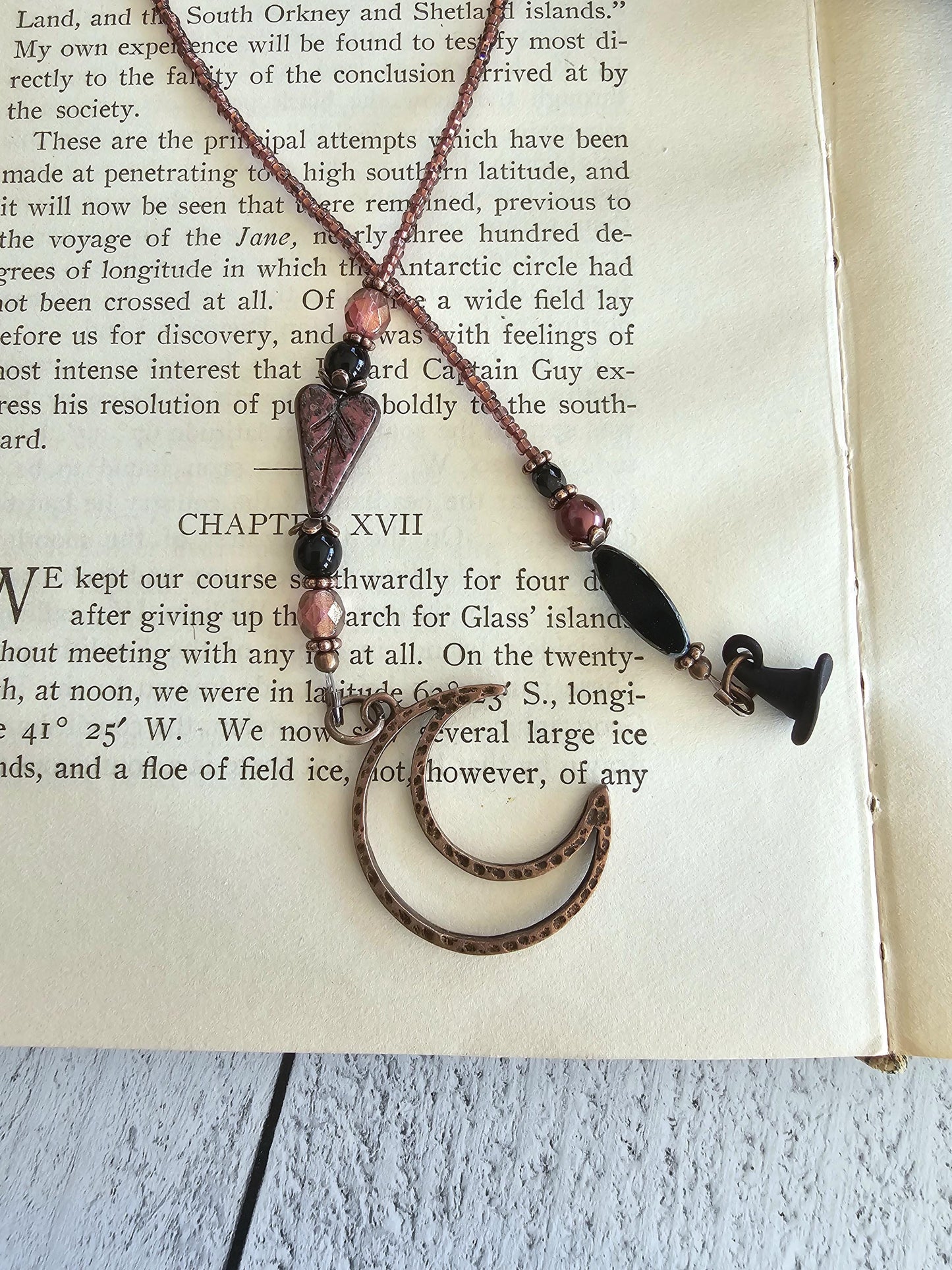 Black Witch Hat Bookmark, Copper Moon Reader Gift, Witchy Moon Book Thong