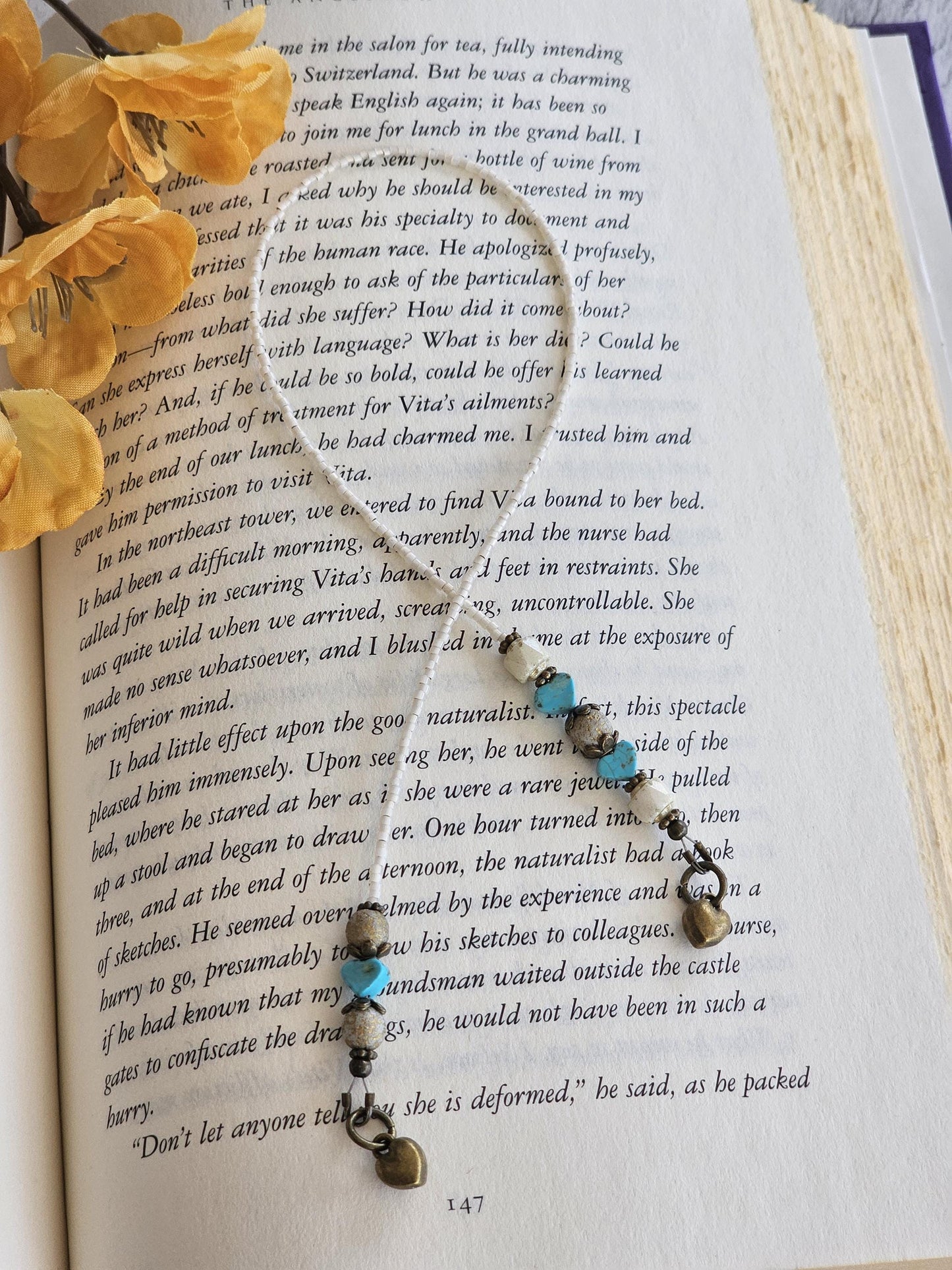 Tiny Genuine Turquoise Heart Bookmark, Unique Gemstone Reader Gift