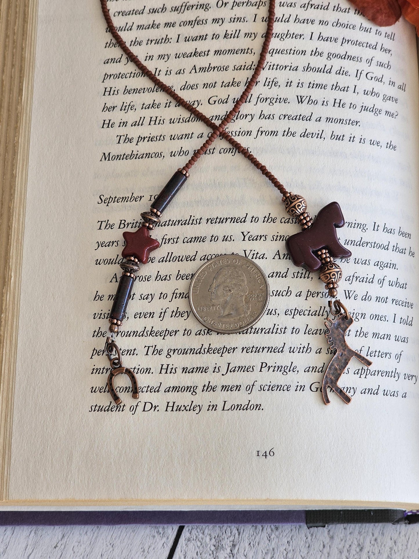 Obsidian Horse Bookmark, Western Gemstone Book Lover Gift