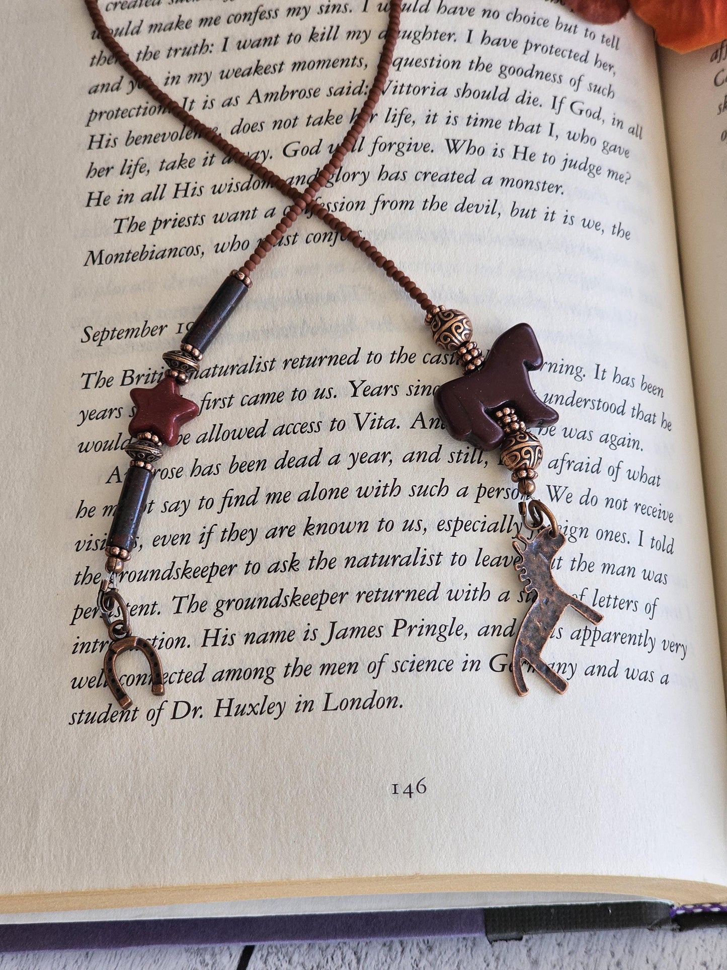 Obsidian Horse Bookmark, Western Gemstone Book Lover Gift