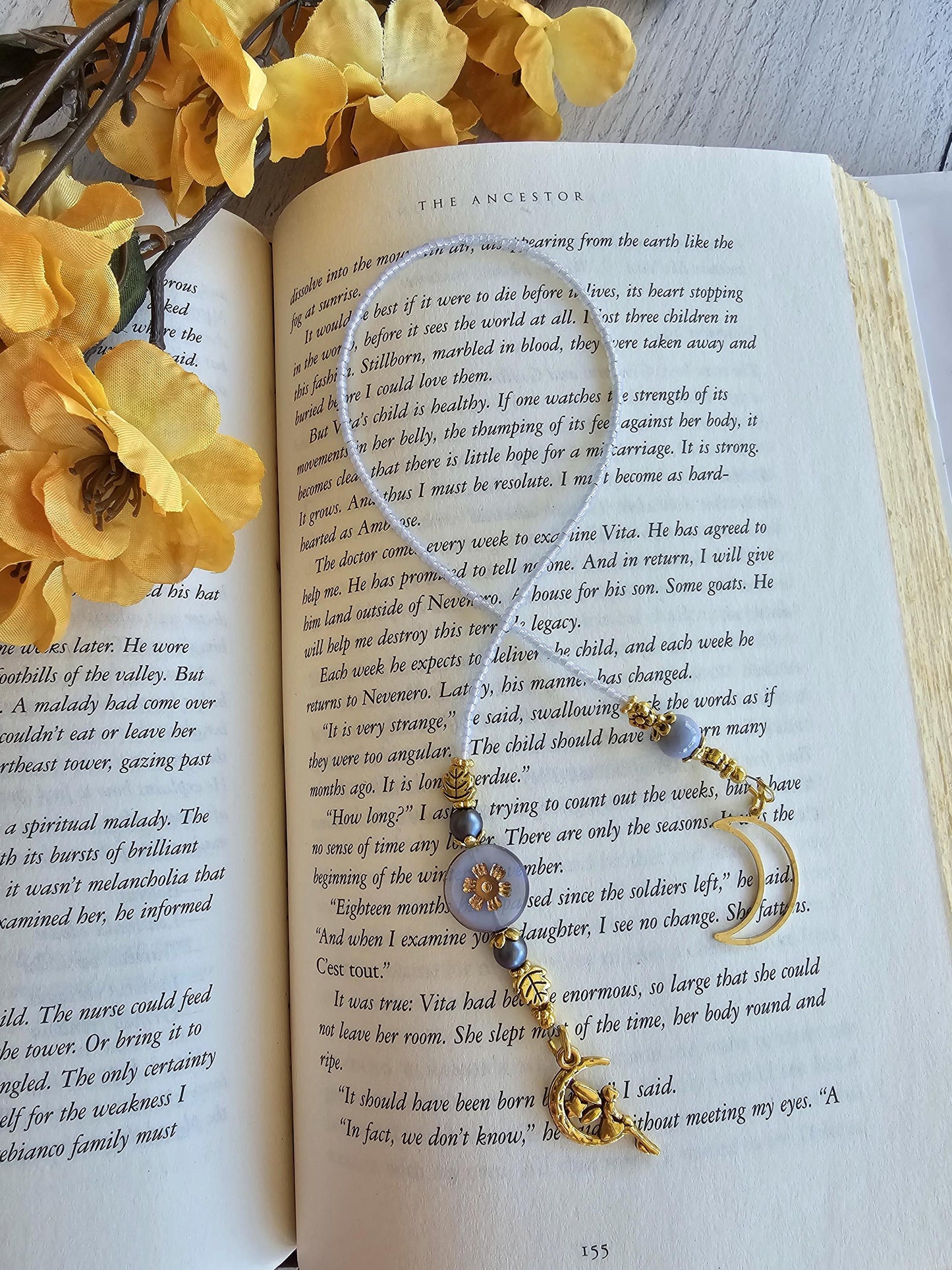 Moon Fairy Beaded Bookmark, Whimsical Reader Gift