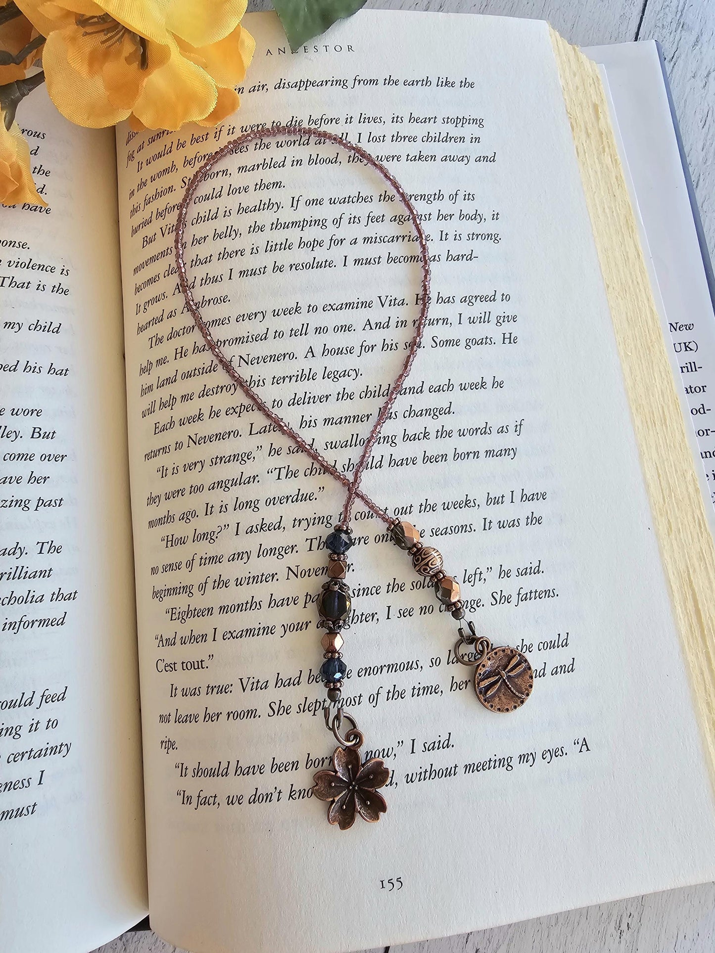 Dragonfly Beaded Bookmark, Whimsical Reader Gift