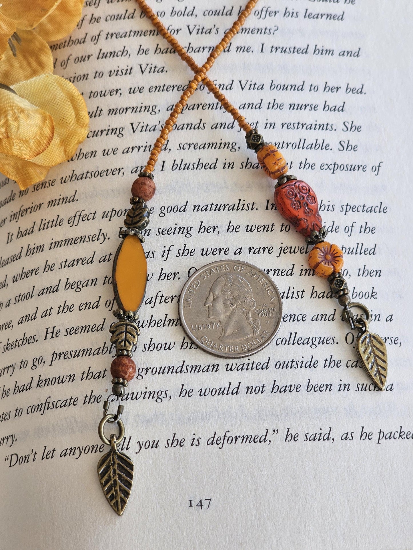 Boho Owl Beaded Bookmark, Autumn Themed Reader Gift