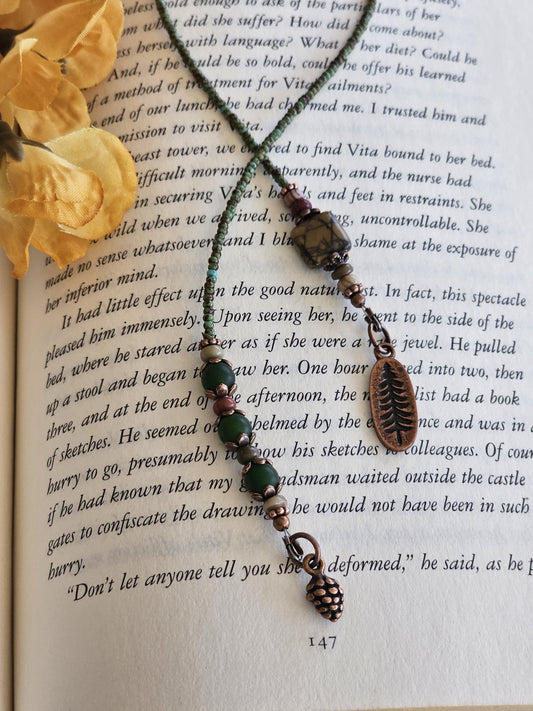 Red Creek Jasper Beaded Bookmark, Striking Gemstone Reader Gift