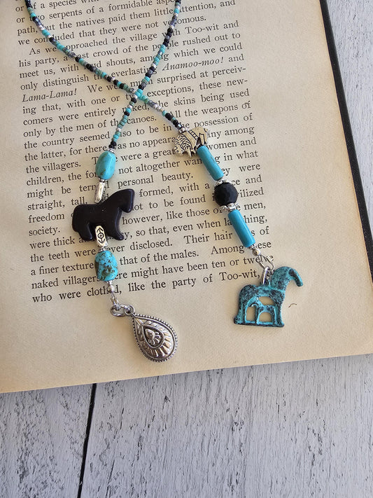 Horse Stone Bookmark, Turquoise Western Book Lover Gift