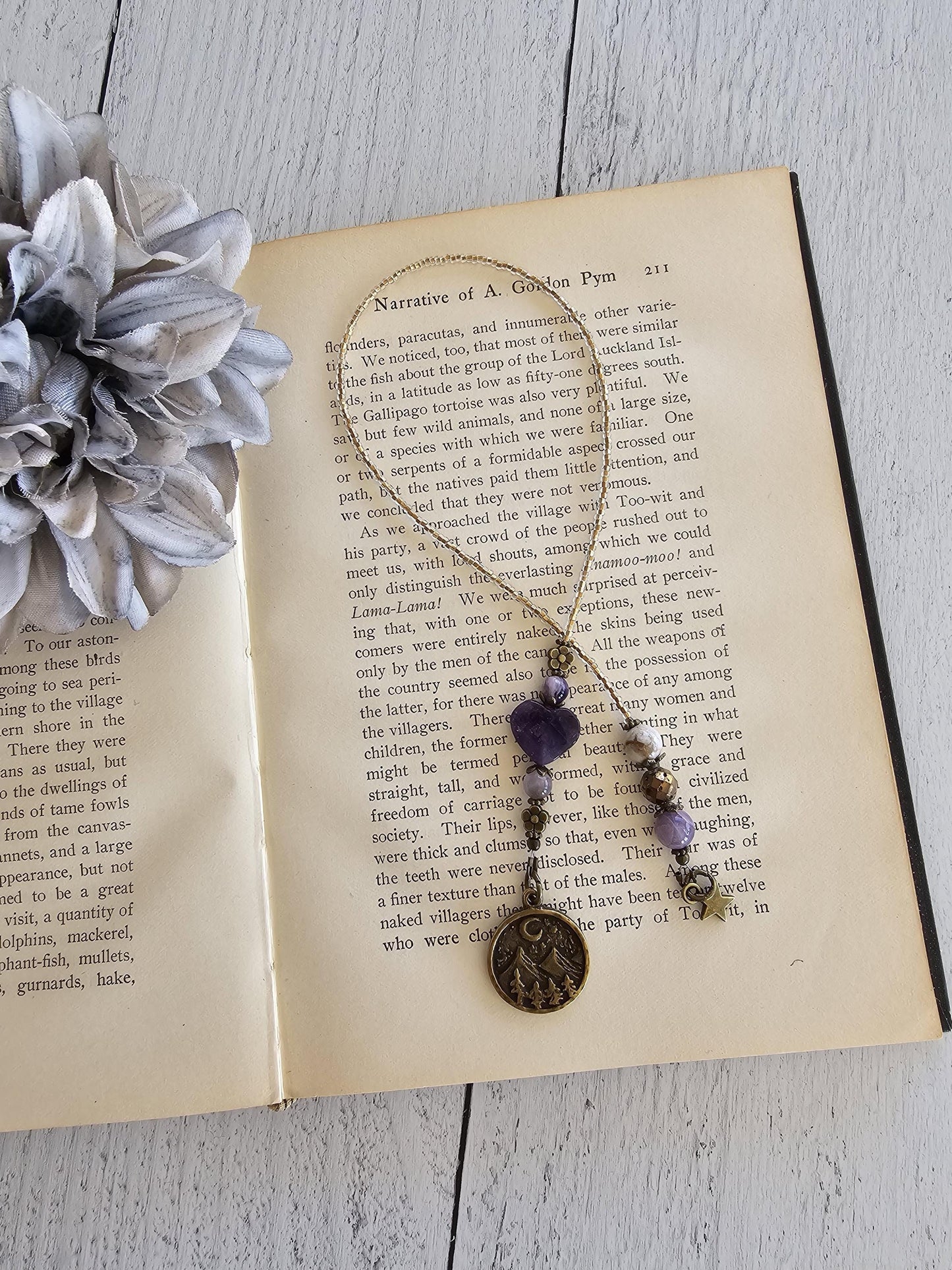 Amethyst Heart Bookmark, Gemstone Gift