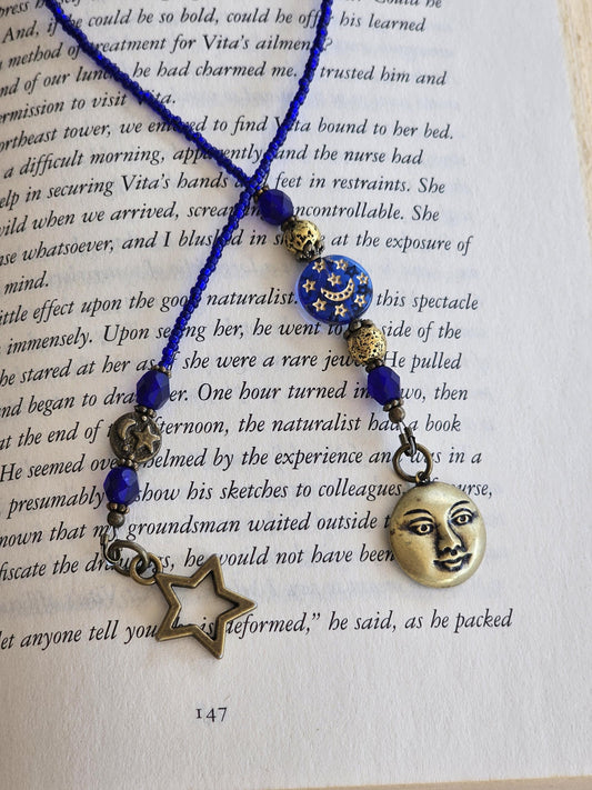 Blue Moon Beaded Bookmark Makes A Great Reader Gift Paired With Book