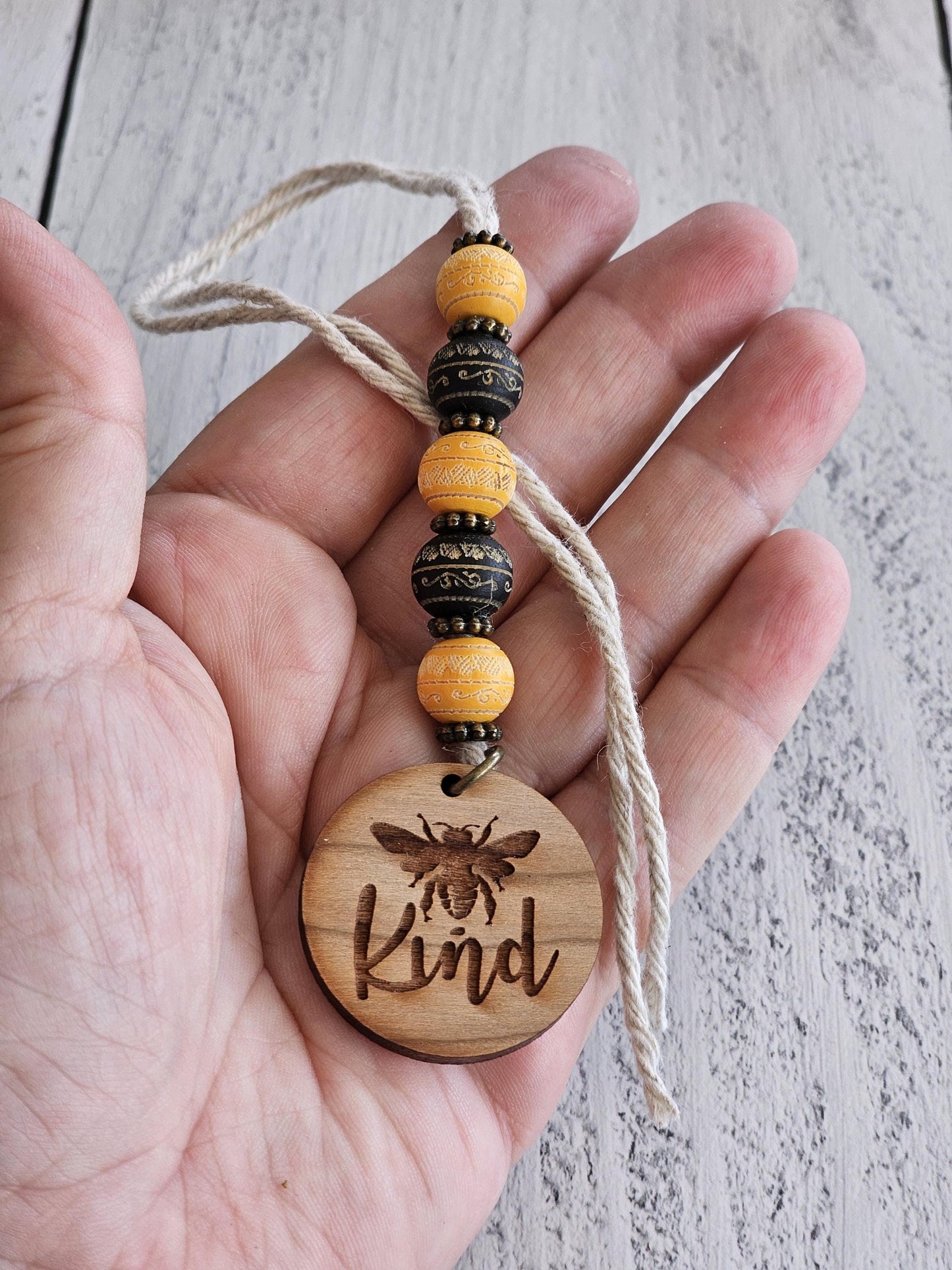 Boho Style Bee Kind Car Mirror Charm, Unique Nature Charm