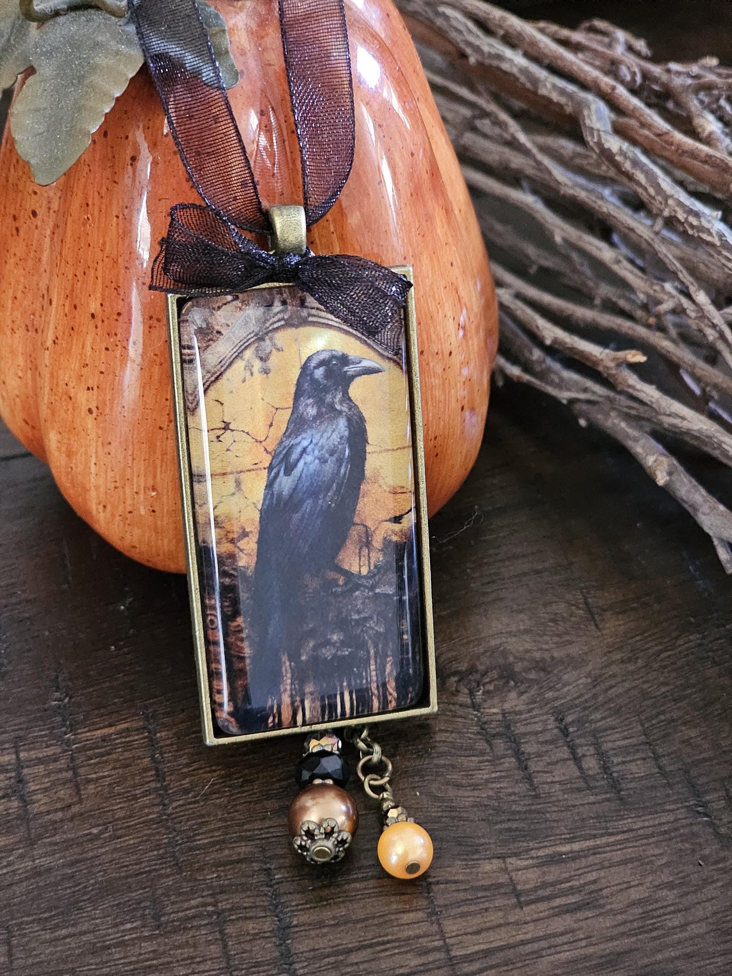 Raven Halloween Ornament, Horror Themed Decor